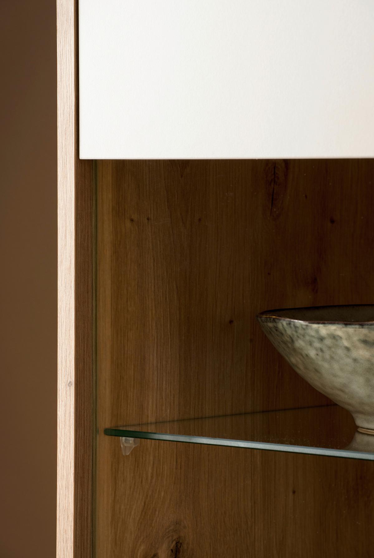 Vitrine Sonora Kaschmir/Eiche B: 75cm - Kaschmir/Eiche Artisan, Design, Glas/Holzwerkstoff (75/144/40cm) - MID.YOU