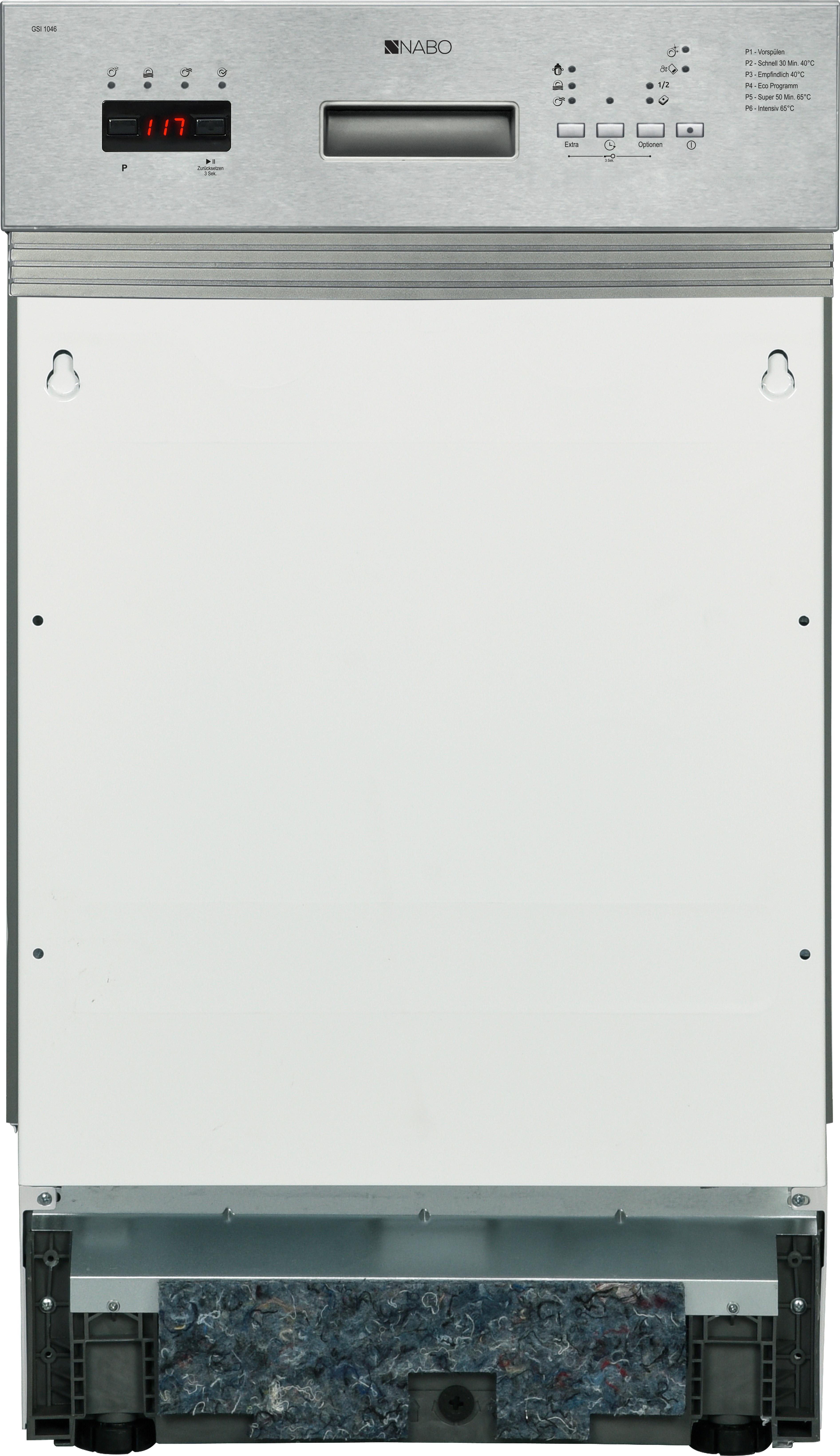 Einbau-Geschirrspüler Gsi 1047 B: 45 cm teilintegriert - Silberfarben, Basics (45/82/57cm) - Nabo