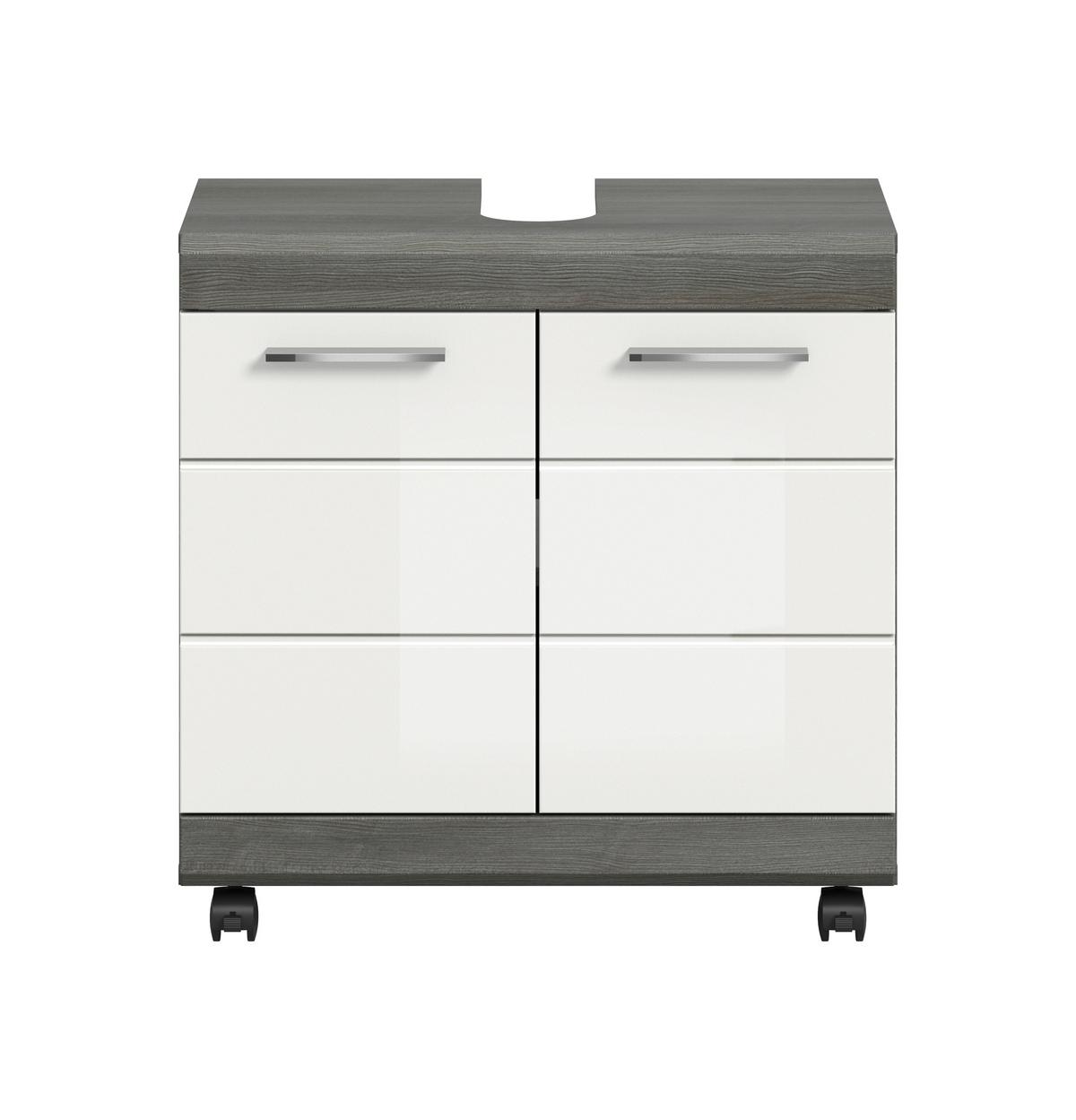 WASCHBECKENUNTERSCHRANK Scout Grau/Weiß HG B: 60cm - Weiß Hochglanz/Schwarz, Trend, Holzwerkstoff (60/60/34cm) - MID.YOU