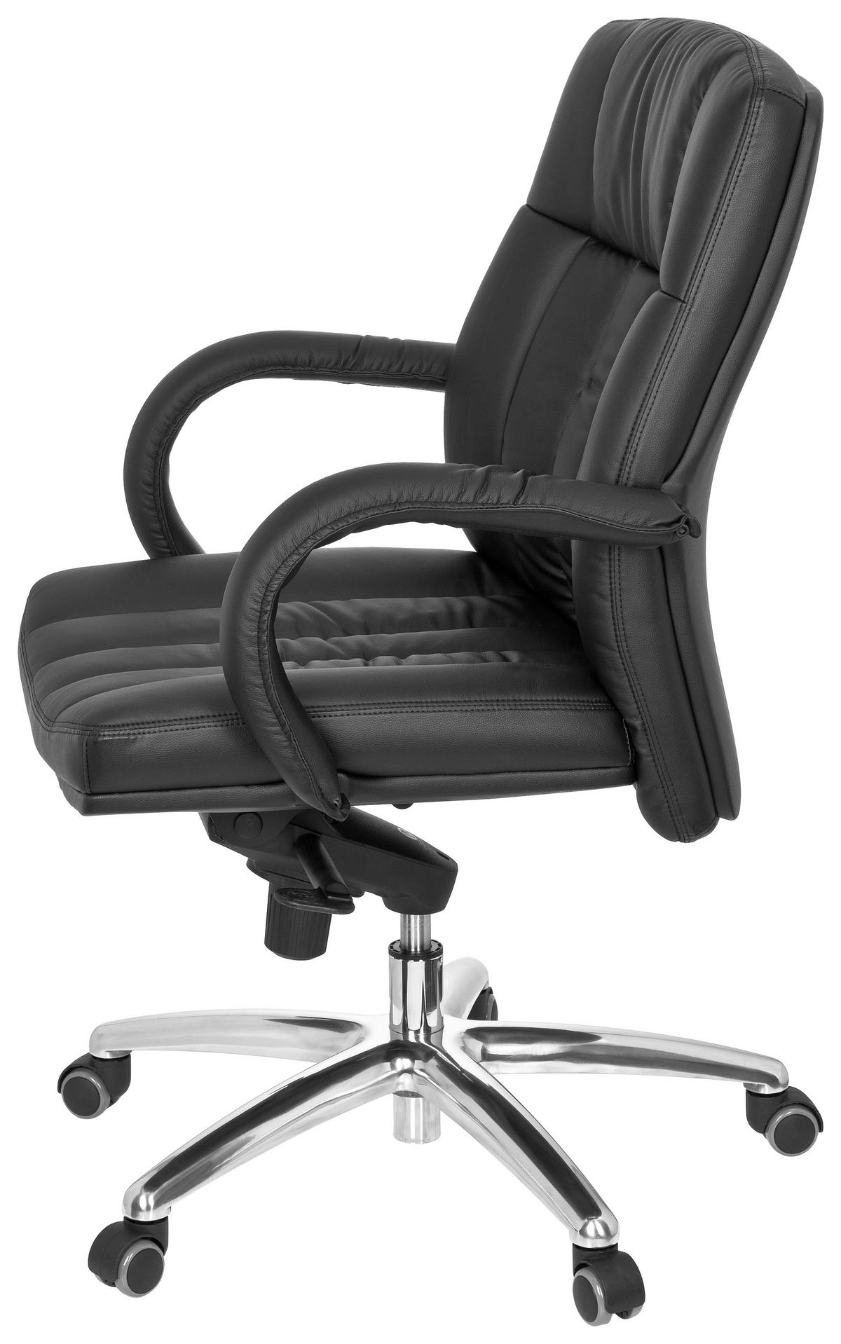 Chefsessel Xxl G 100 Lederlook Schwarz Bis 150 Kg - Silberfarben/Schwarz, Basics, Kunststoff/Textil (62/113/59cm) - MID.YOU