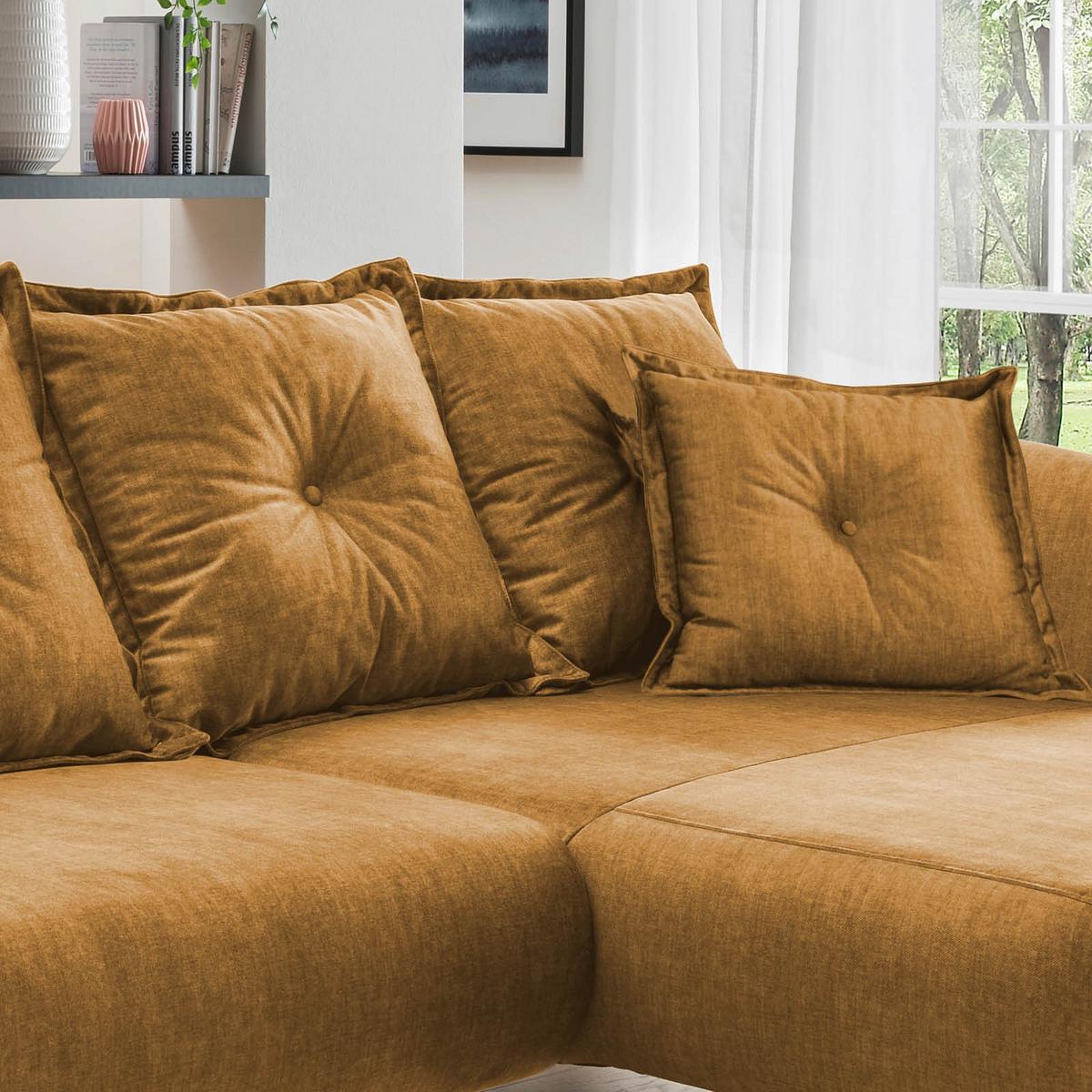 Ecksofa Baggio Gelb S: 277/162 cm - Gelb/Buchefarben, MODERN, Holz/Textil (277/162cm) - Livetastic