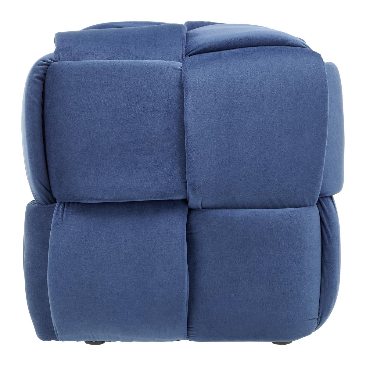 Malý designový taburet ELLA, modrý - modrá/černá, Moderní, dřevo/textil (47/47/47cm) - Bessagi Home