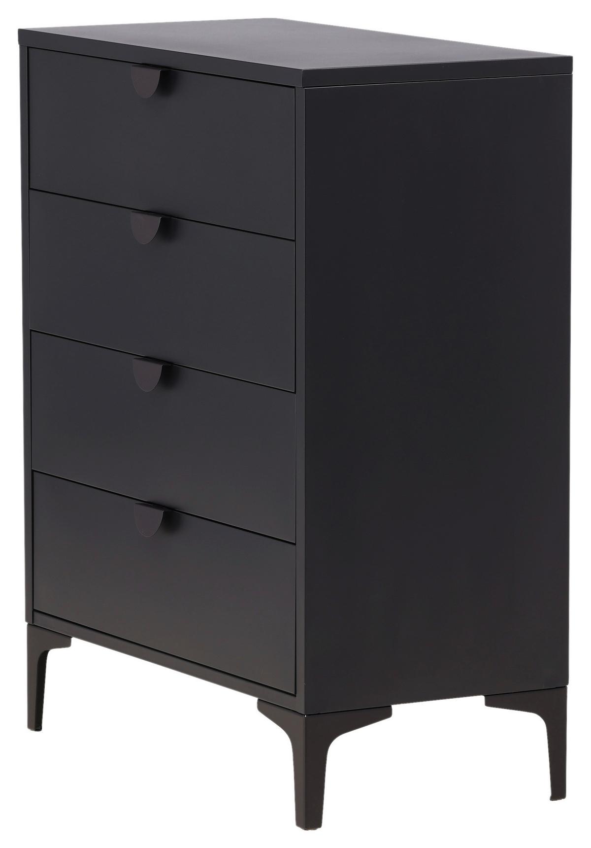 Lowboard Piring Schwarz B: 78 cm - Schwarz, Design, Metall (78/98/40cm) - Livetastic