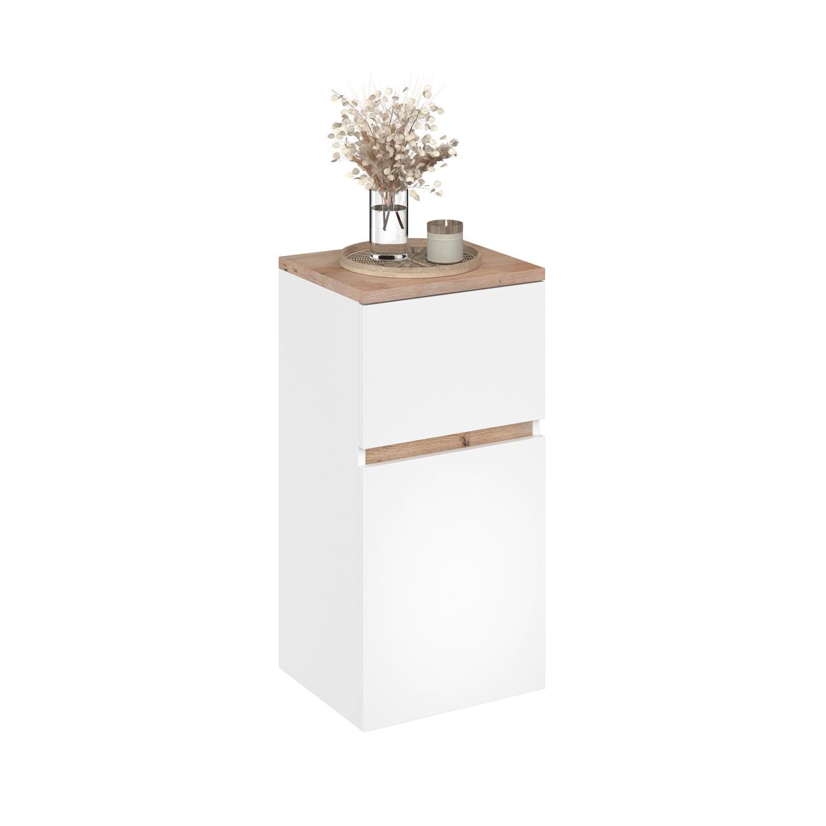 Unterschrank Marbella B: 40 cm Weiß/Eiche Dekor - Weiß, MODERN, Holzwerkstoff (40/81,2/35cm)