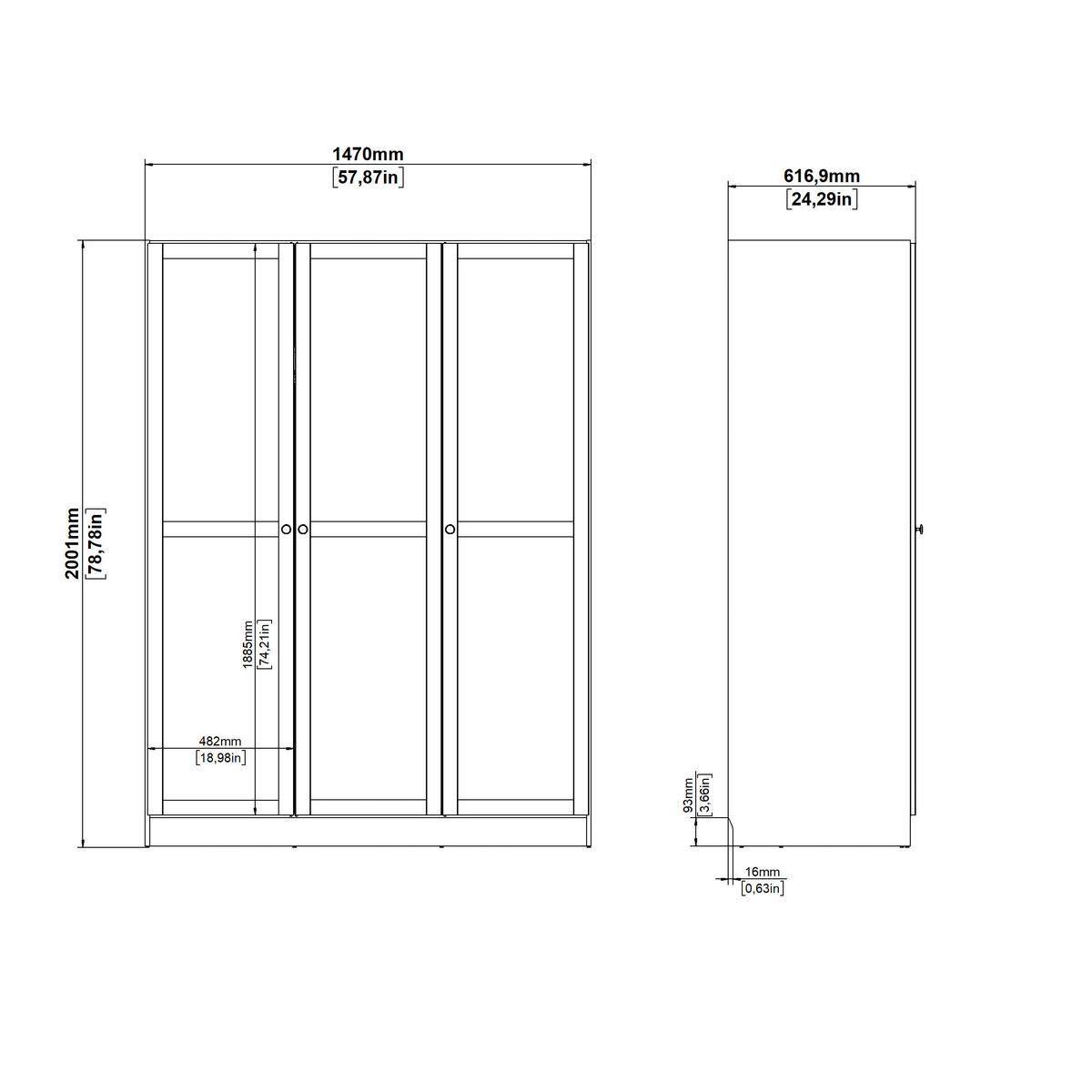 Drehtürschrank Billund Eichefarben, B: 147 Cm - Eichefarben, MODERN, Holzwerkstoff (147/200/61,7cm) - MID.YOU