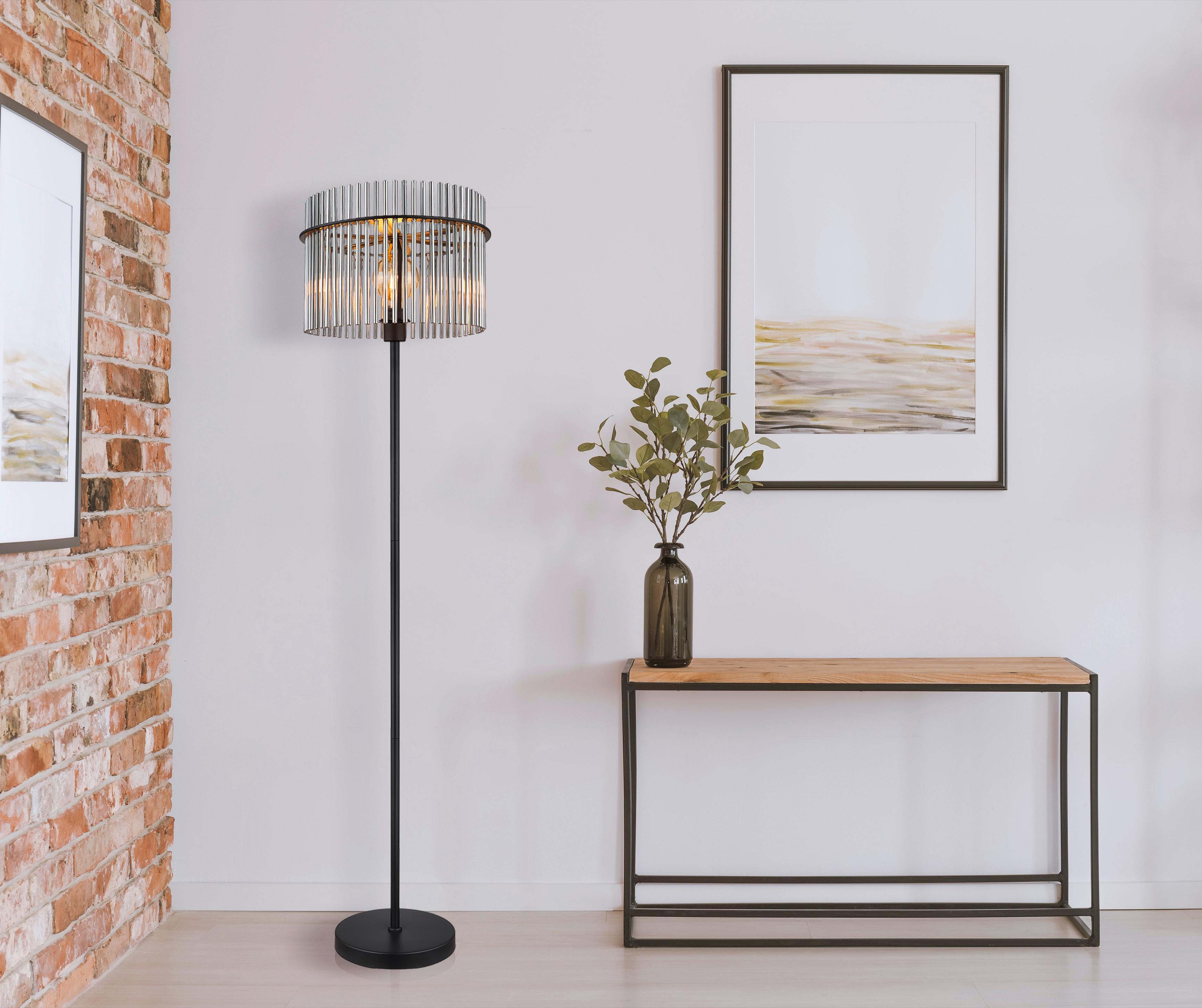 STOJACÍ LAMPA GORLEY - šedá/černá, Design, kov/sklo (38/152cm) - Globo