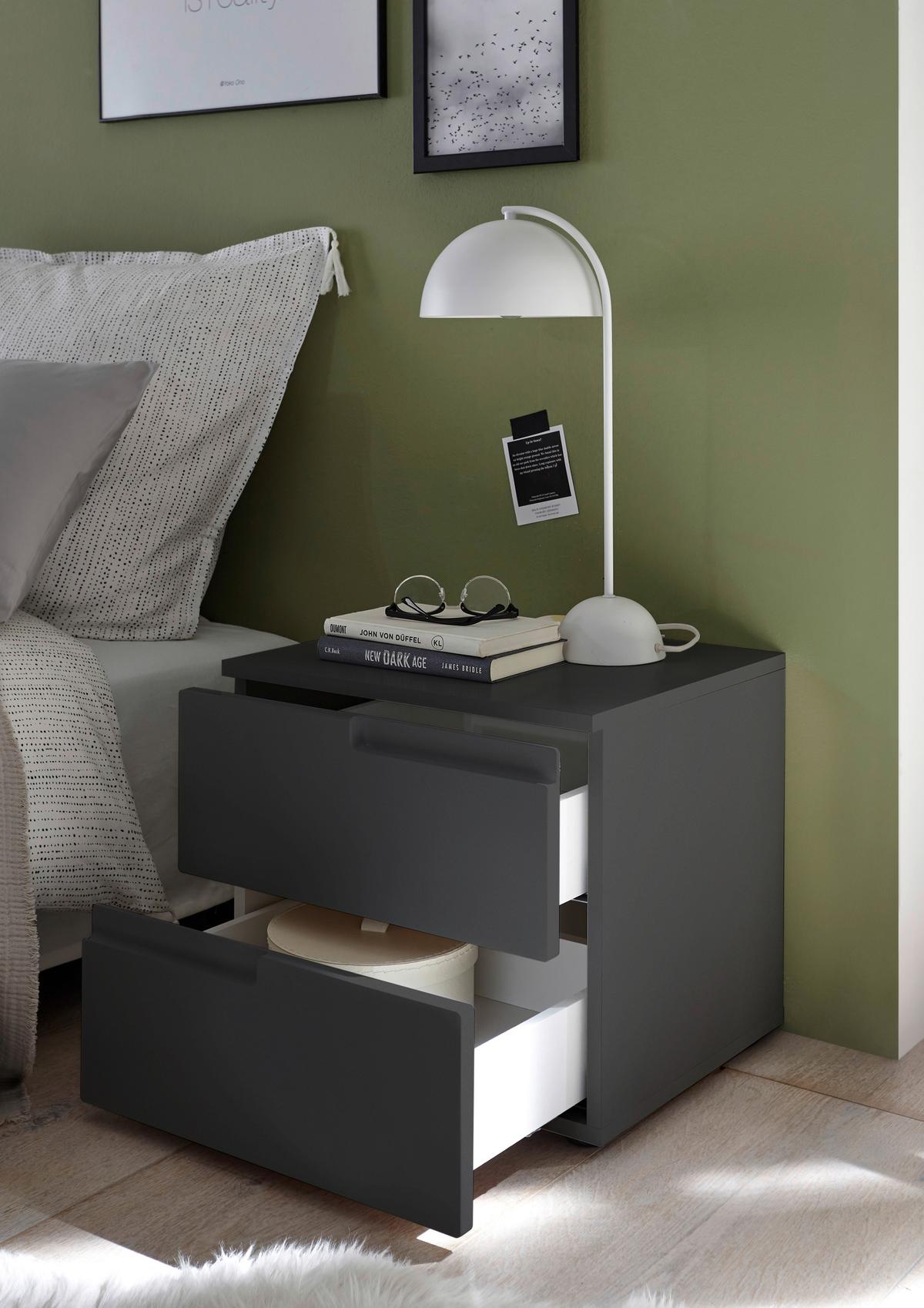 Nachtkästchen Graphitfarben H: 41,7 Cm Spice 2 - Schwarz/Graphitfarben, MODERN, Holzwerkstoff (46,2/41,7/40cm)