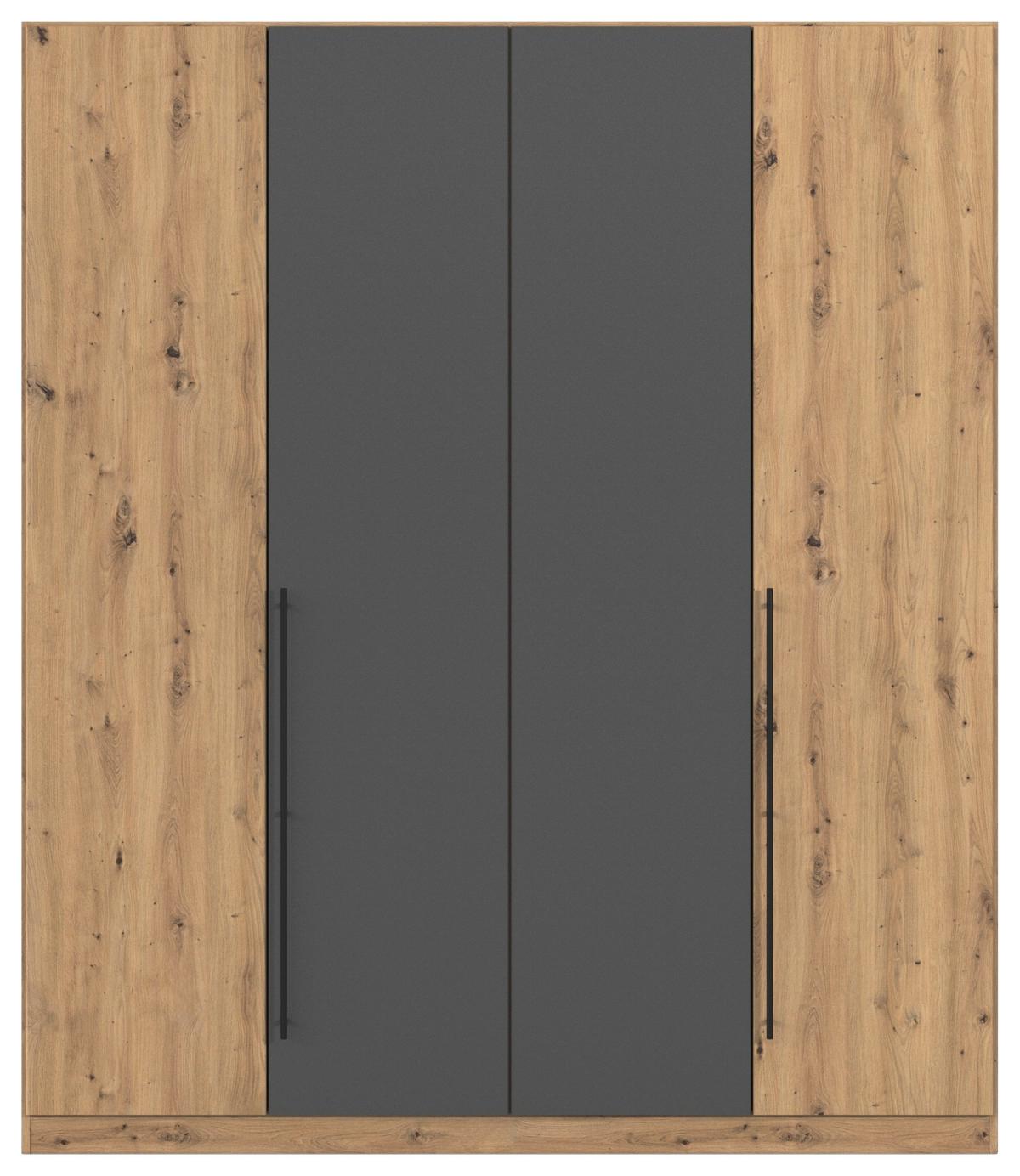 Kleiderschrank Safari B: 181 cm - Eiche Artisan/Grau, KONVENTIONELL, Holzwerkstoff (181/229/54cm)