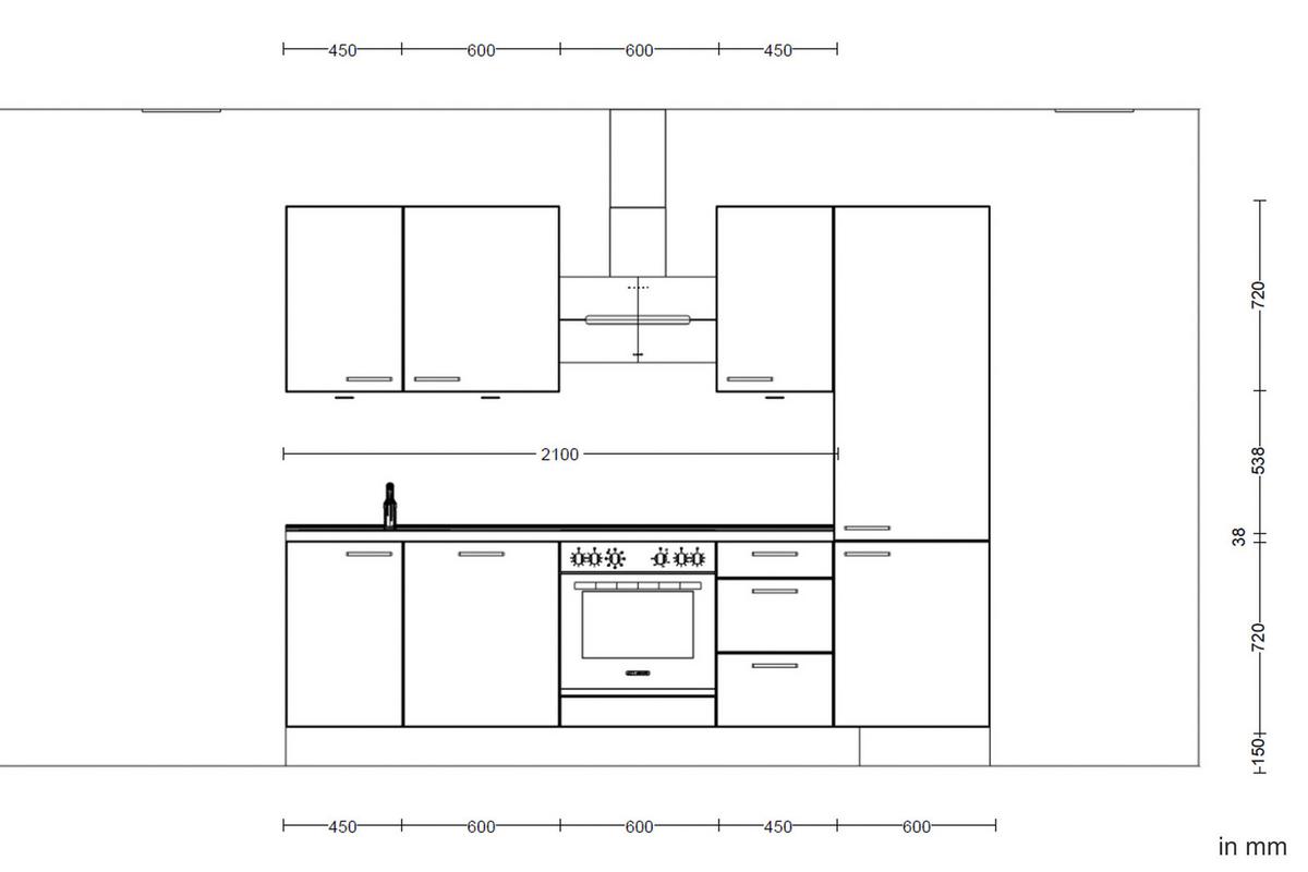 Kuchynská linka 270 cm, bridl.šedý betón/bridl.šedá - farba ušľachtilej ocele/bridlicová, Modern, kov/kompozitné drevo (270cm) - Nobilia