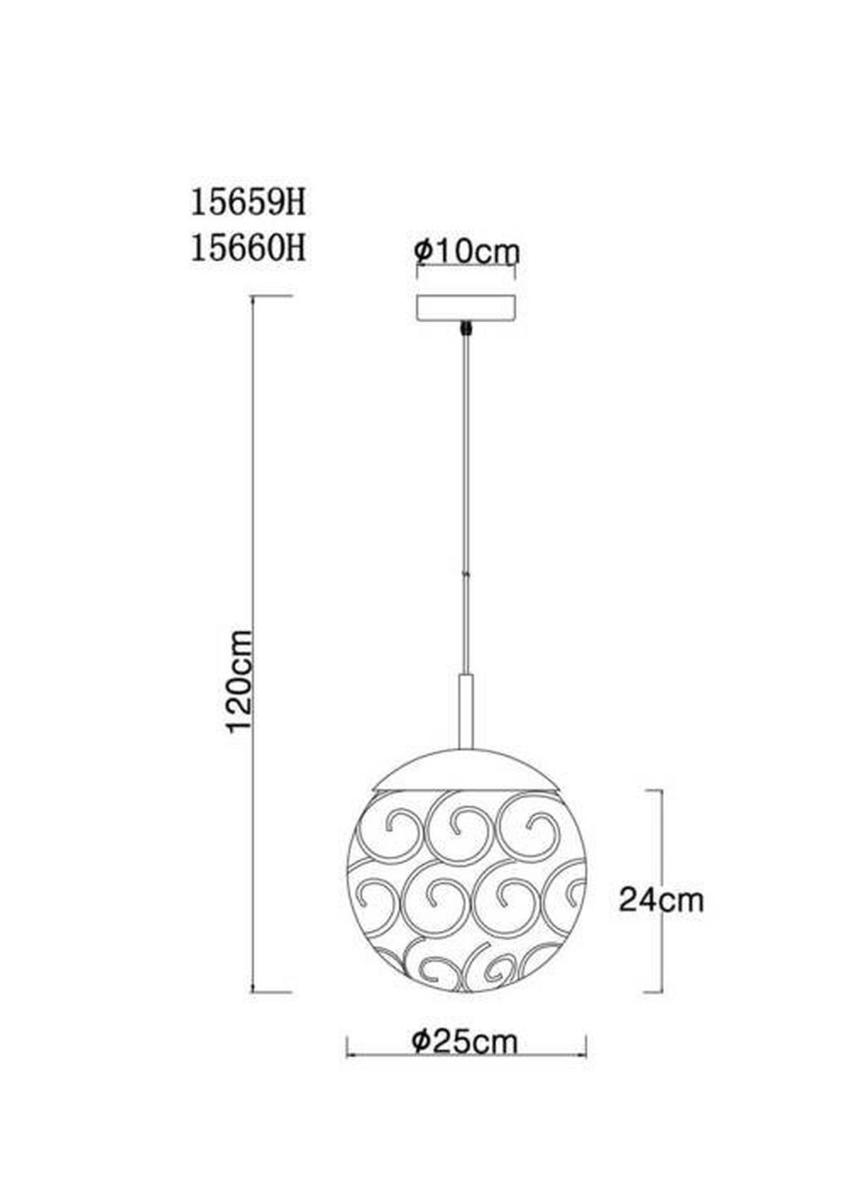 Hängeleuchte 15659h - Goldfarben/Schwarz, KONVENTIONELL, Kunststoff/Metall (25/120cm) - Globo