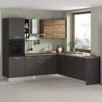 Eckküche Freia Mit Geräte 250x225 Cm Anthrazit/nussbaum - Walnussfarben/Alufarben, LIFESTYLE, Holzwerkstoff/Kunststoff (250/225cm) - MID.YOU