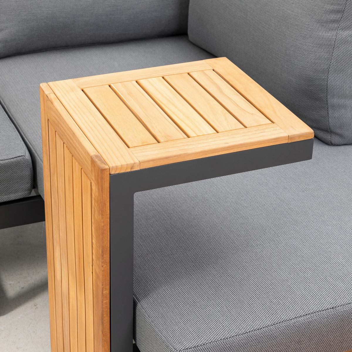 Loungegarnitur 3-Tlg. Samara Holz/Metall/Textil mit Kissen - Anthrazit/Grau, Basics, Holz/Textil (253/70/175cm) - Gardenson