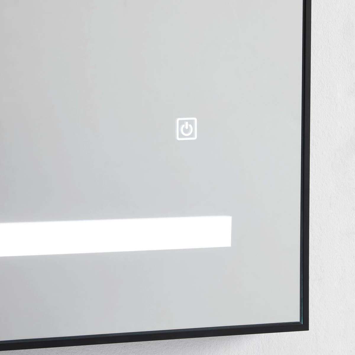 Skříňka s umyvadlem a LED zrcadlem DAVIDE - bílá/přírodní barvy, Moderní, kompozitní dřevo/keramika (91/50/46,5cm) - Livetastic