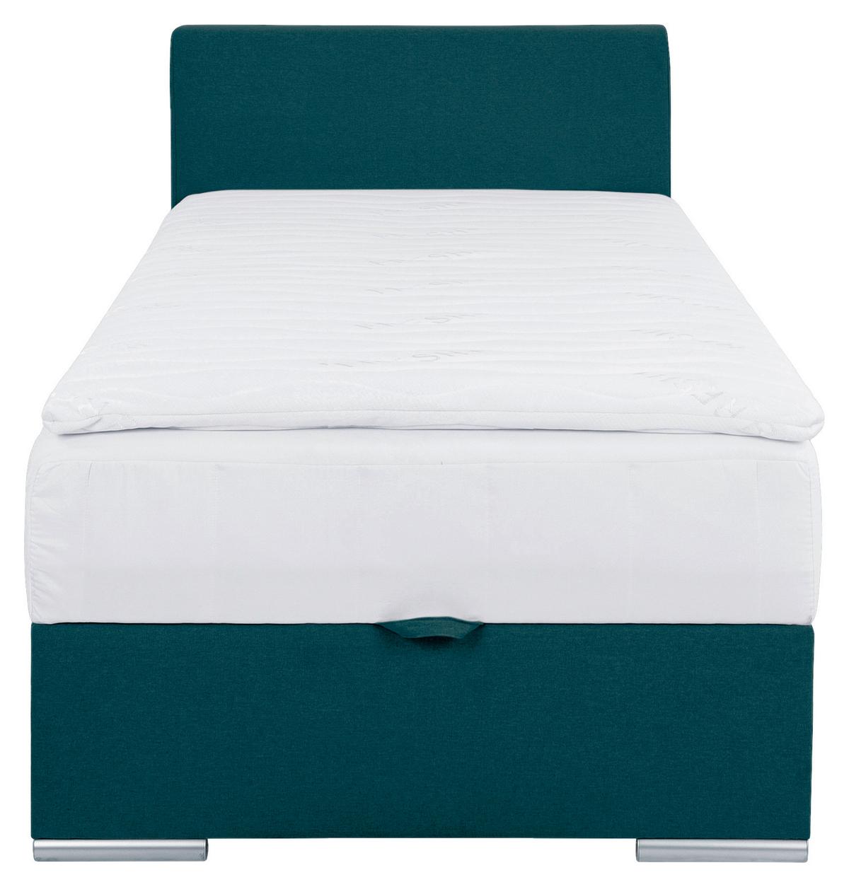 Polsterbett Cosi 100 - Chromfarben/Petrol, KONVENTIONELL, Holz/Textil (100/200cm)