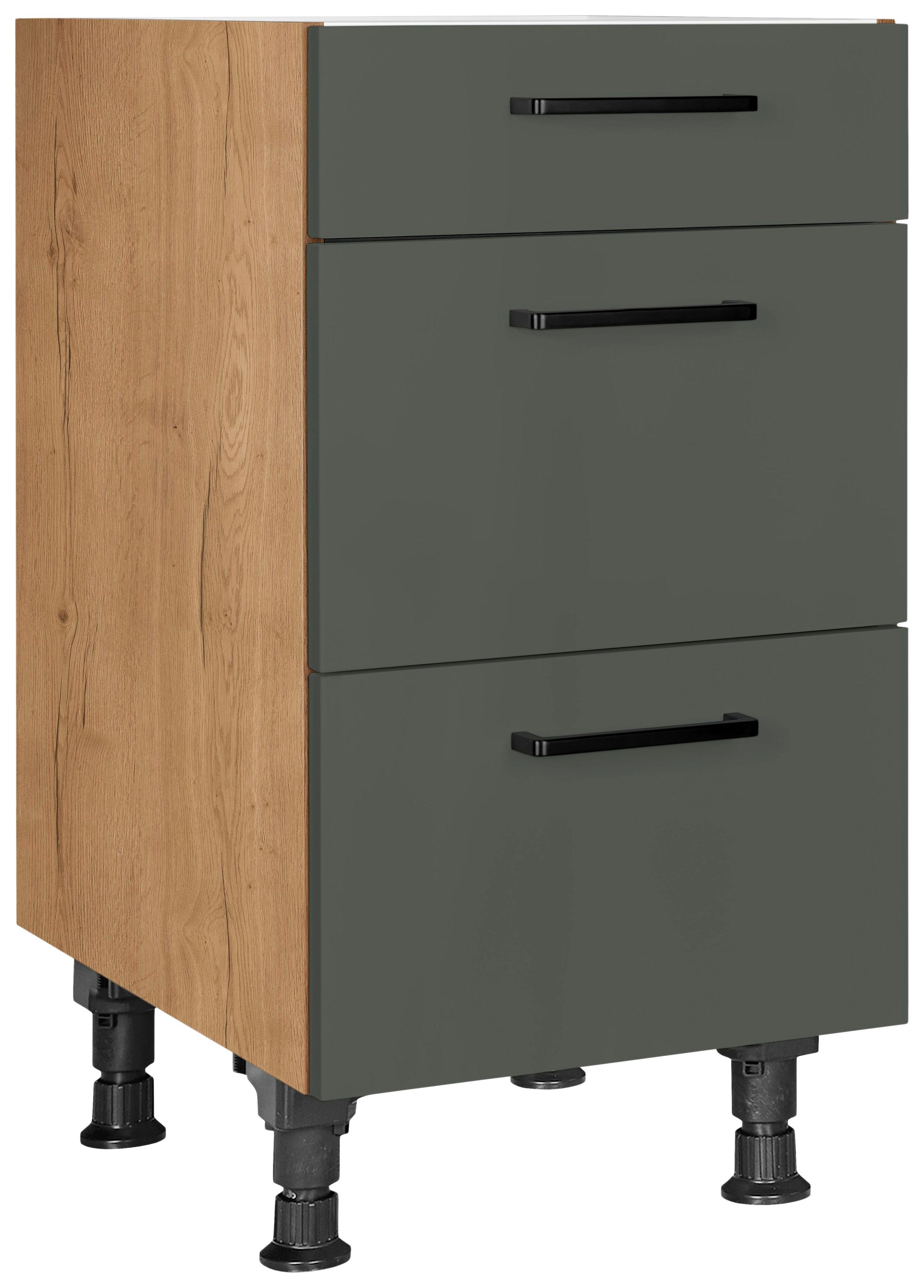 Schubkastenunterschrank Easytouch - Eichefarben/Grün, MODERN, Holzwerkstoff (45/87/56cm) - Nobilia