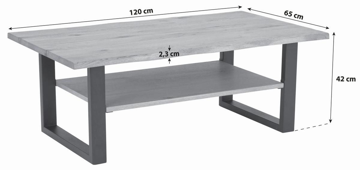 COUCHTISCH DALIAN - Schwarz/Naturfarben, MODERN, Holz/Holzwerkstoff (120/42/65cm)