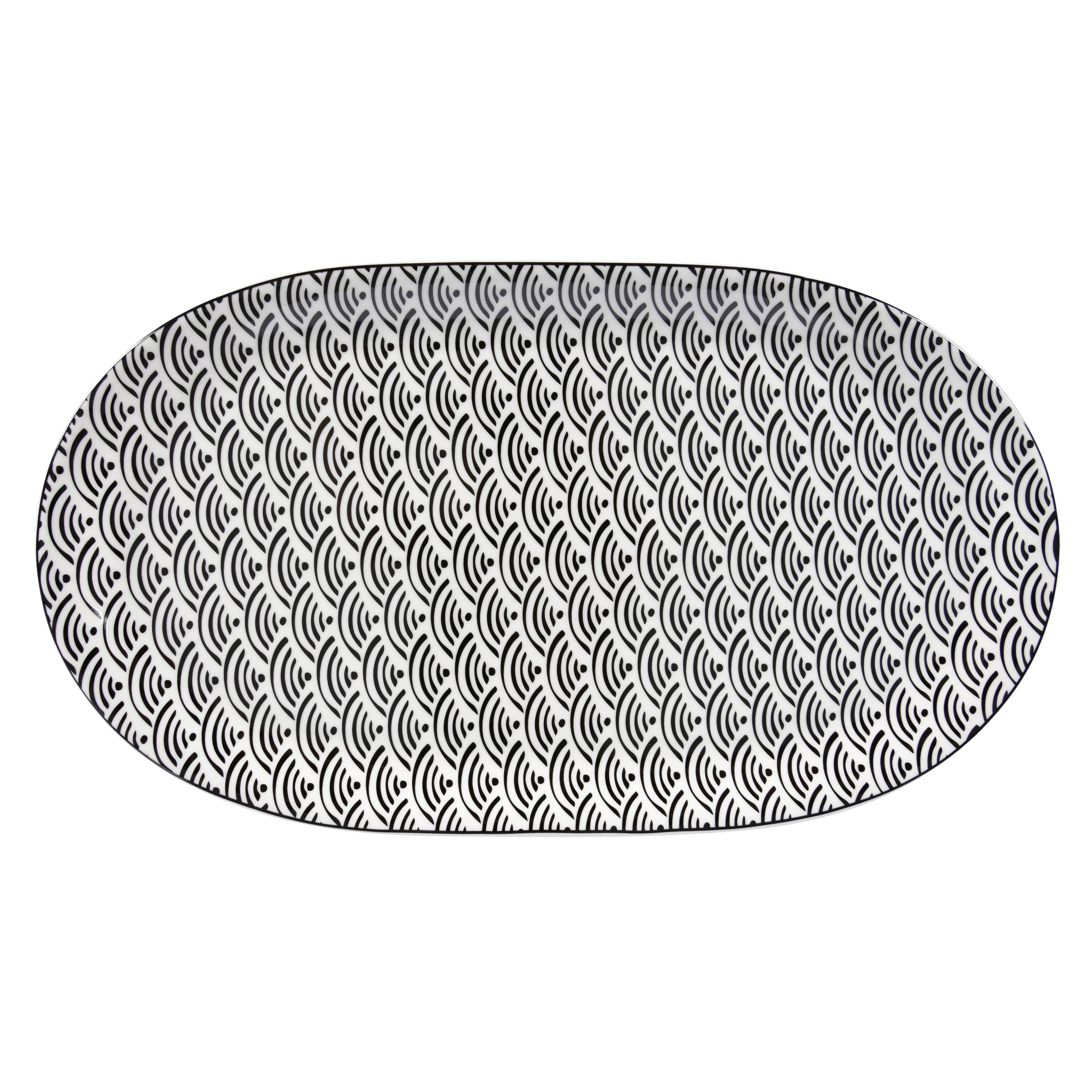 Servírovací podnos Shiva, Ø: 37,5cm - bílá/černá, Lifestyle, keramika (37,5cm) - Premium Living