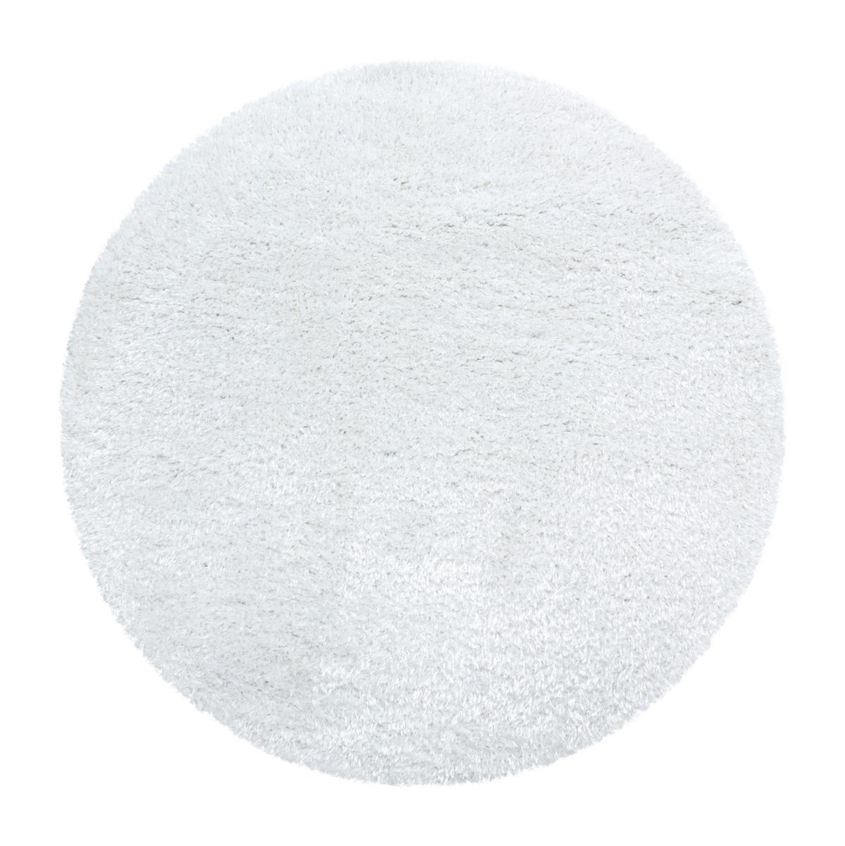 Hochflor Teppich Weiß Brilliant Rund Ø 160 Cm - Weiß, Basics, Textil (160cm)