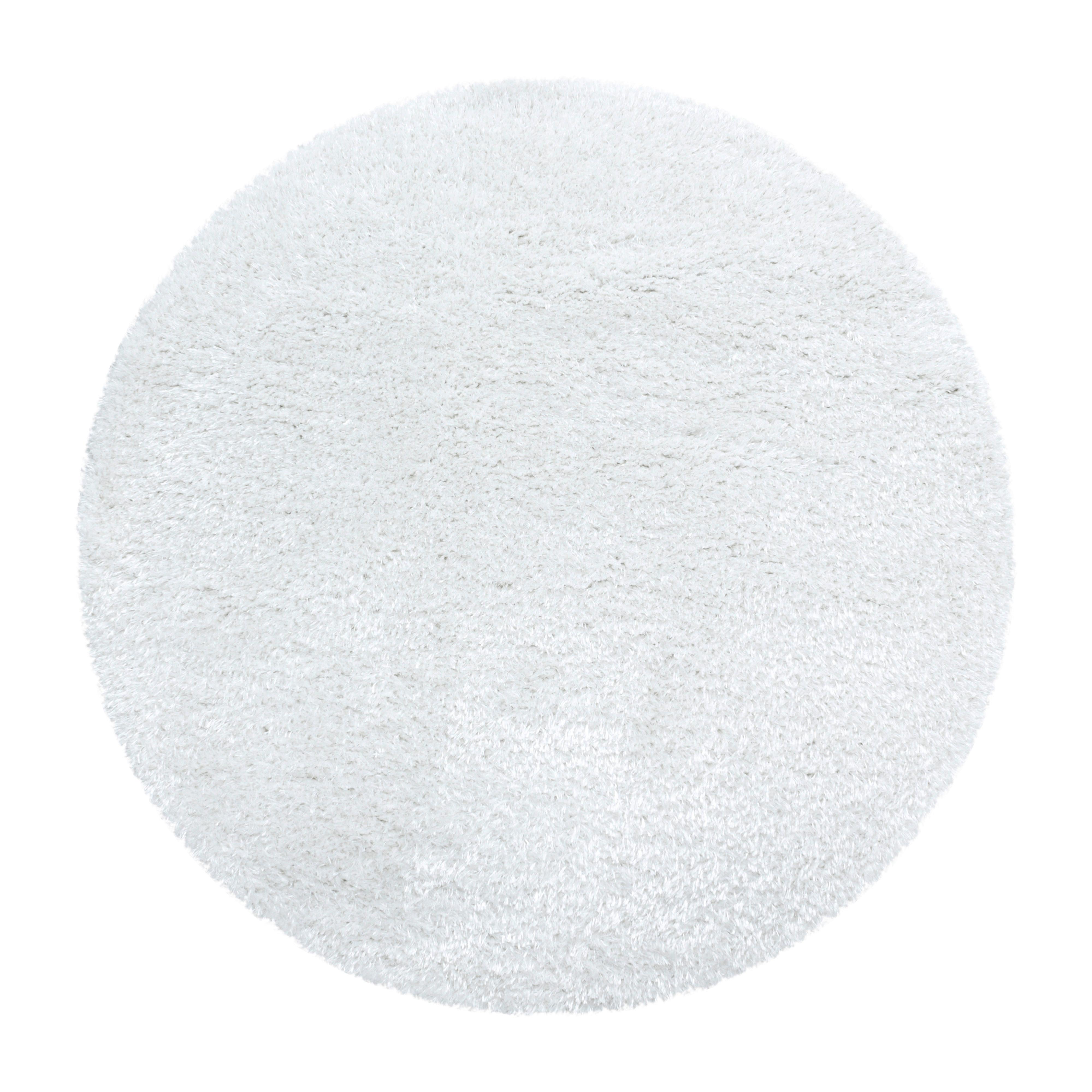 Hochflor Teppich Weiß Brilliant Rund Ø 80 cm