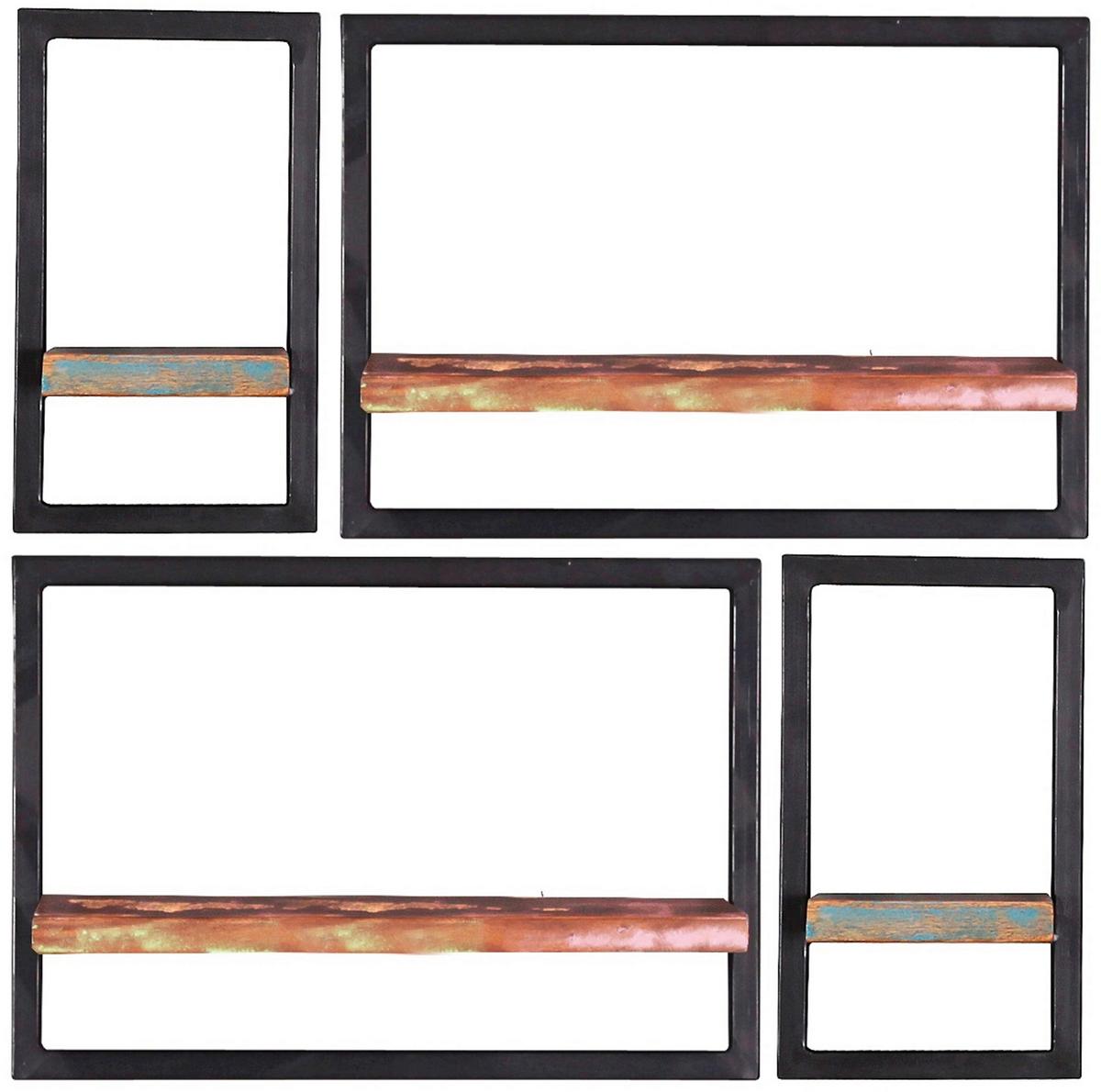 Wandregalset Multicolor/schwarz - Multicolor/Schwarz, Design, Holz/Metall (75/75/25cm) - MID.YOU