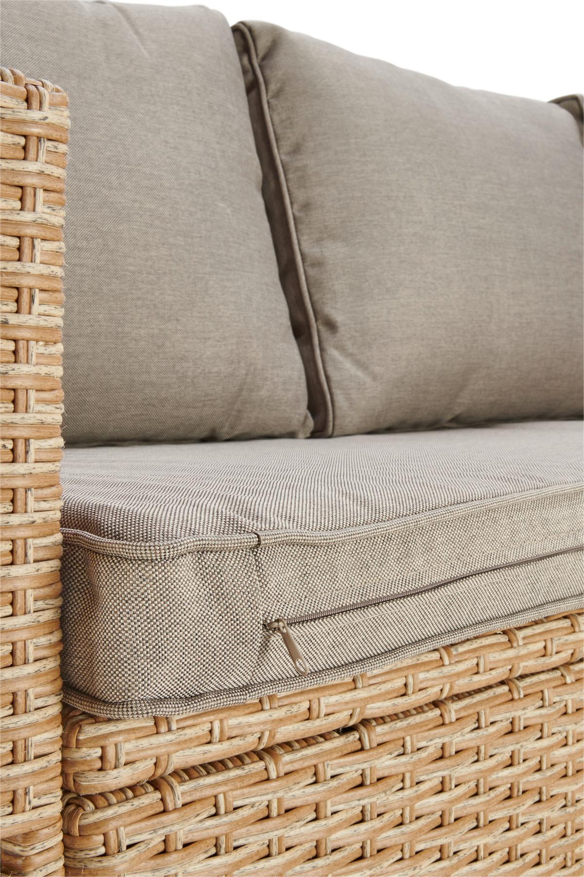 Loungegarnitur 6-tlg. Porto- Multi, Polyrattan Mit Kissen - Hellbraun/Grau, MODERN, Kunststoff/Textil (190/237cm) - Beldano