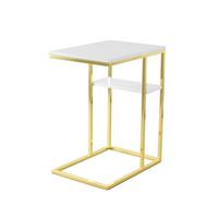 Beistelltisch Mit Ablagefach Lucilla, Weiß/gold - Goldfarben/Weiß, MODERN, Metall (48/35/62cm) - Kayoom