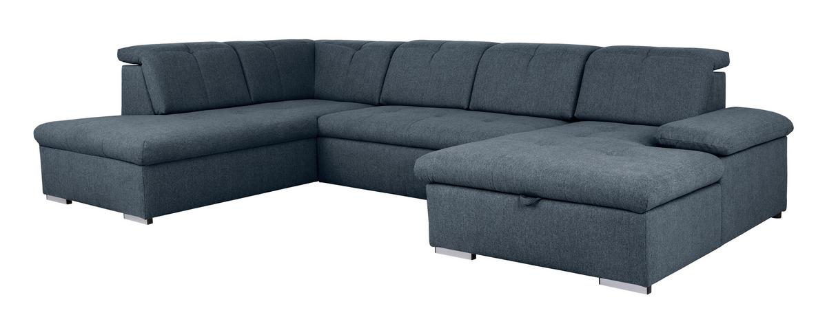 Wohnlandschaft Ramzes Dunkelblau U: 215x328x173 cm - Dunkelblau/Grau, Design, Textil (215/328/173cm) - MID.YOU