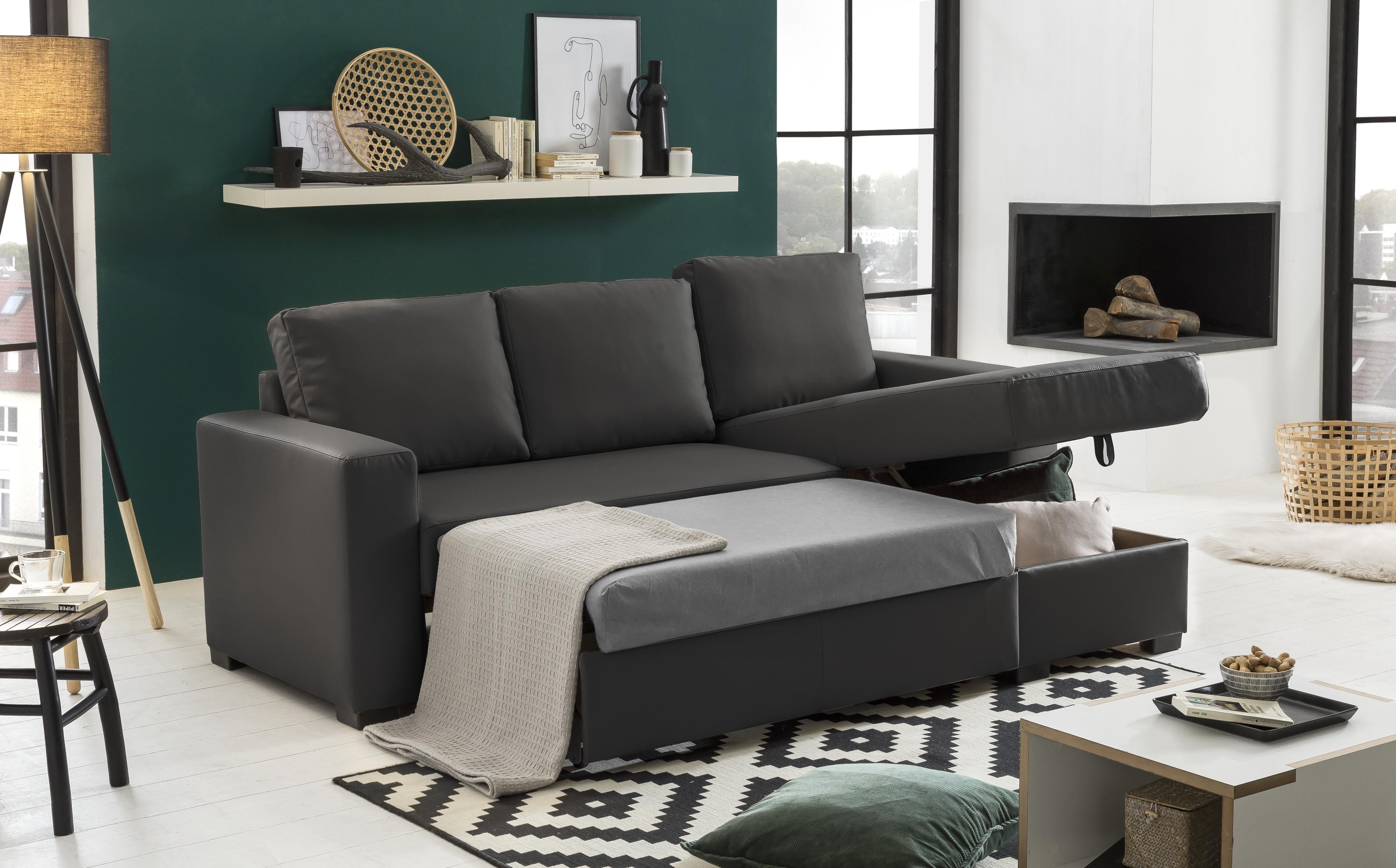 Sedacia Súprava S Rozkladom Cristiano Tmavá Sivá - tmavosivá, Basics, textil/plast (220/150cm) - MID.YOU