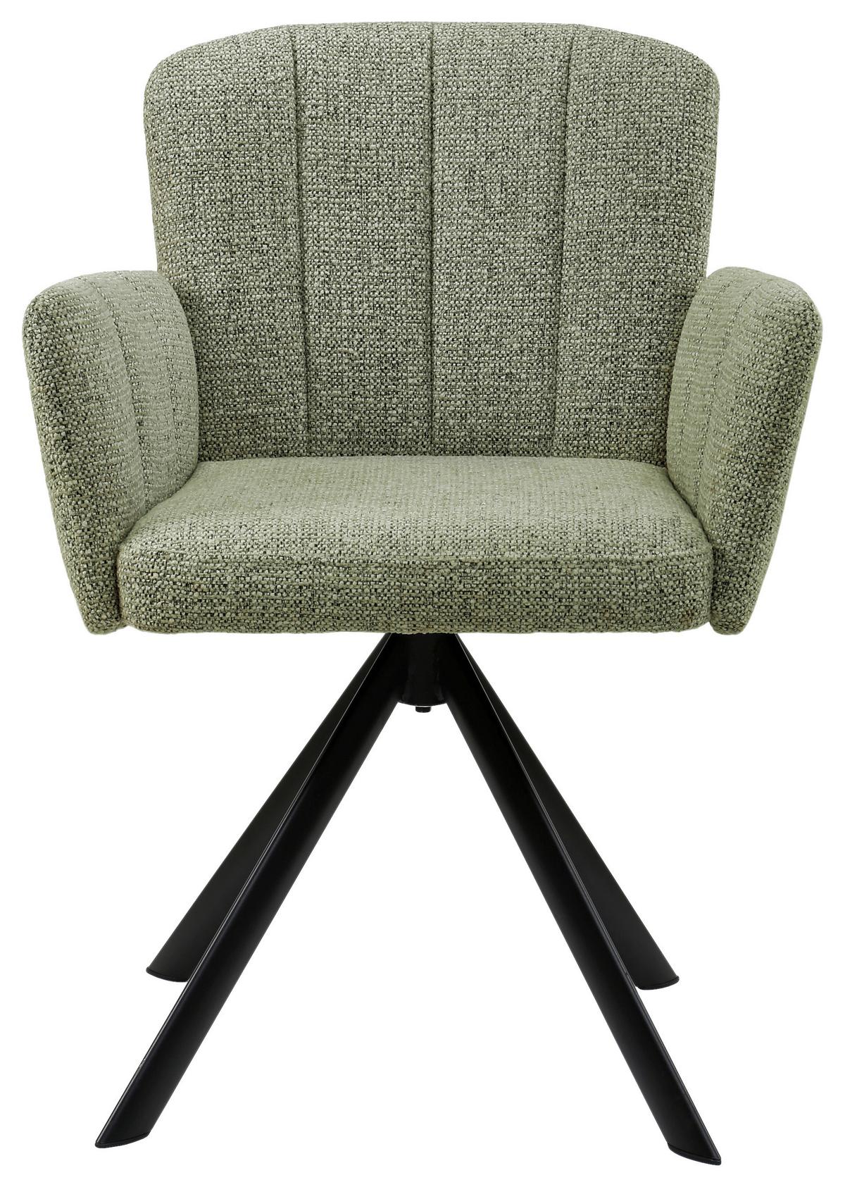Otoční židle s područkami NORA zelená - černá/zelená, Moderní, kov/dřevo (61/87/65cm) - Premium Living