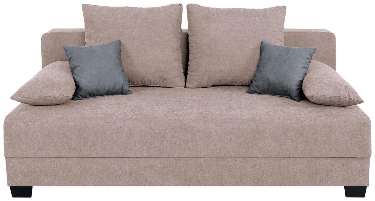 Sofa Mia mit Schlaffunktion Rosa 200 cm - Schwarz/Rosa, Design, Holzwerkstoff/Textil (200/90/110cm) - P & B
