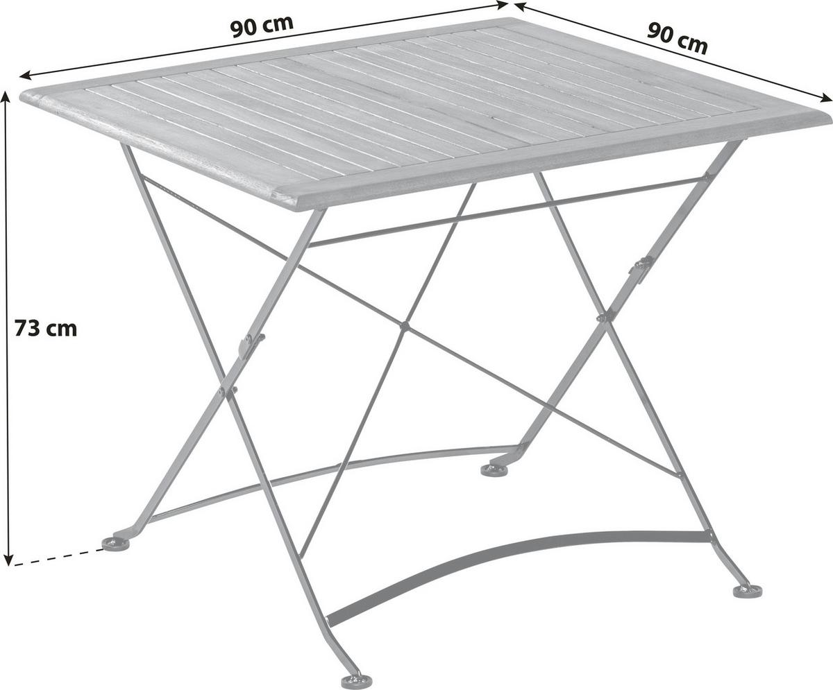 Gartentisch Klappbar Holz/ Metall L: 90 Cm - Graphitfarben/Naturfarben, KONVENTIONELL, Holz/Metall (90/90/73cm) - Gardenson