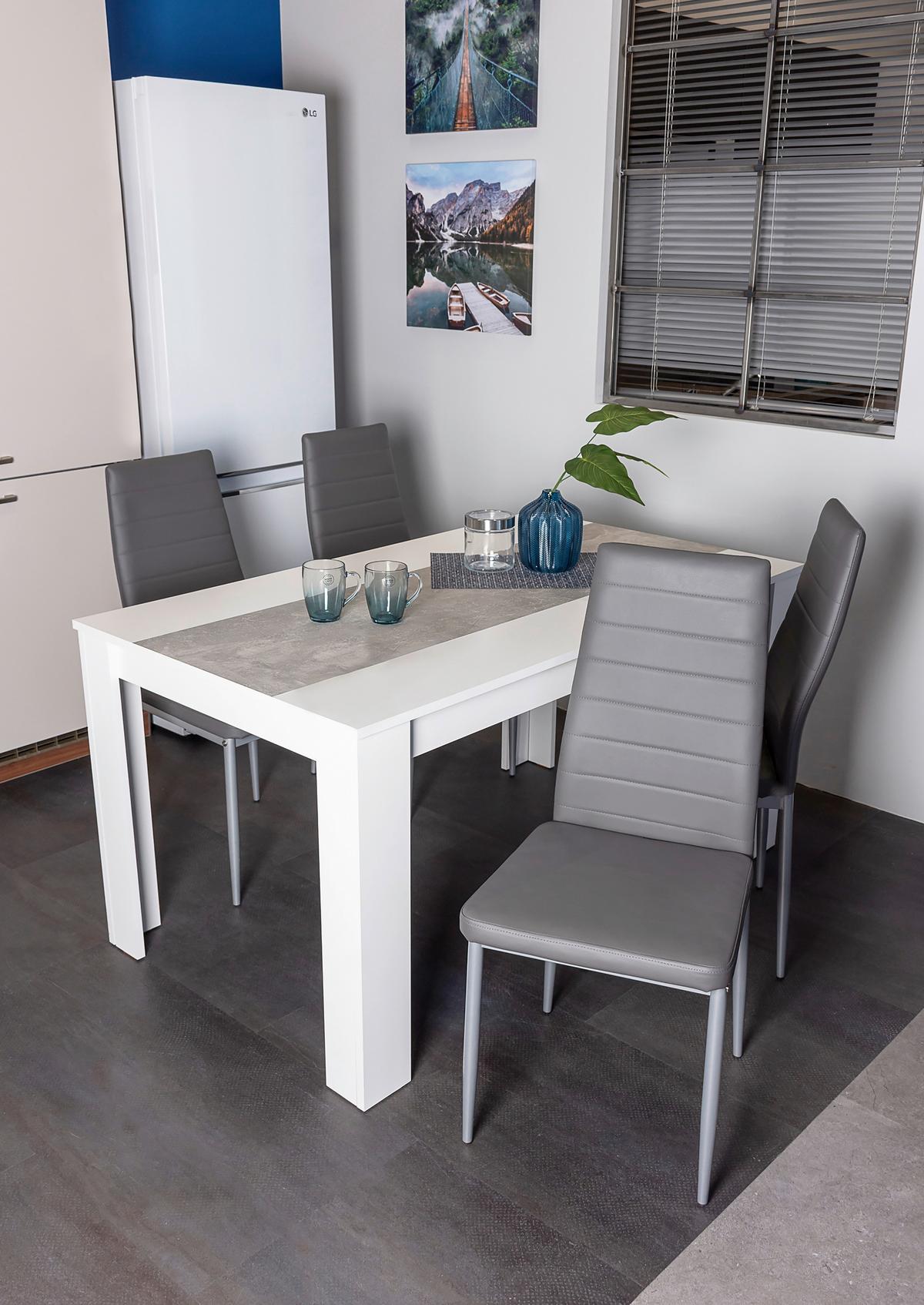 Étkezőgarnitúra Lilo-G 811550 Étkező *TOP ÁR* - fehér/szürke, Modern, faalapú anyag/fém (138/75/80cm) - Best Price