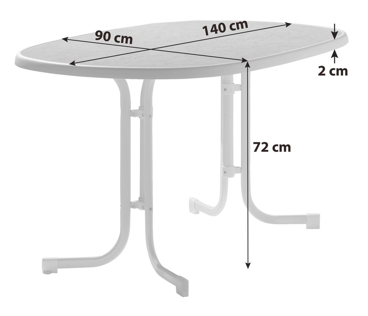 Gartentisch 247096 - Weiß, MODERN, Holzwerkstoff/Metall (140/90/72cm) - Sieger