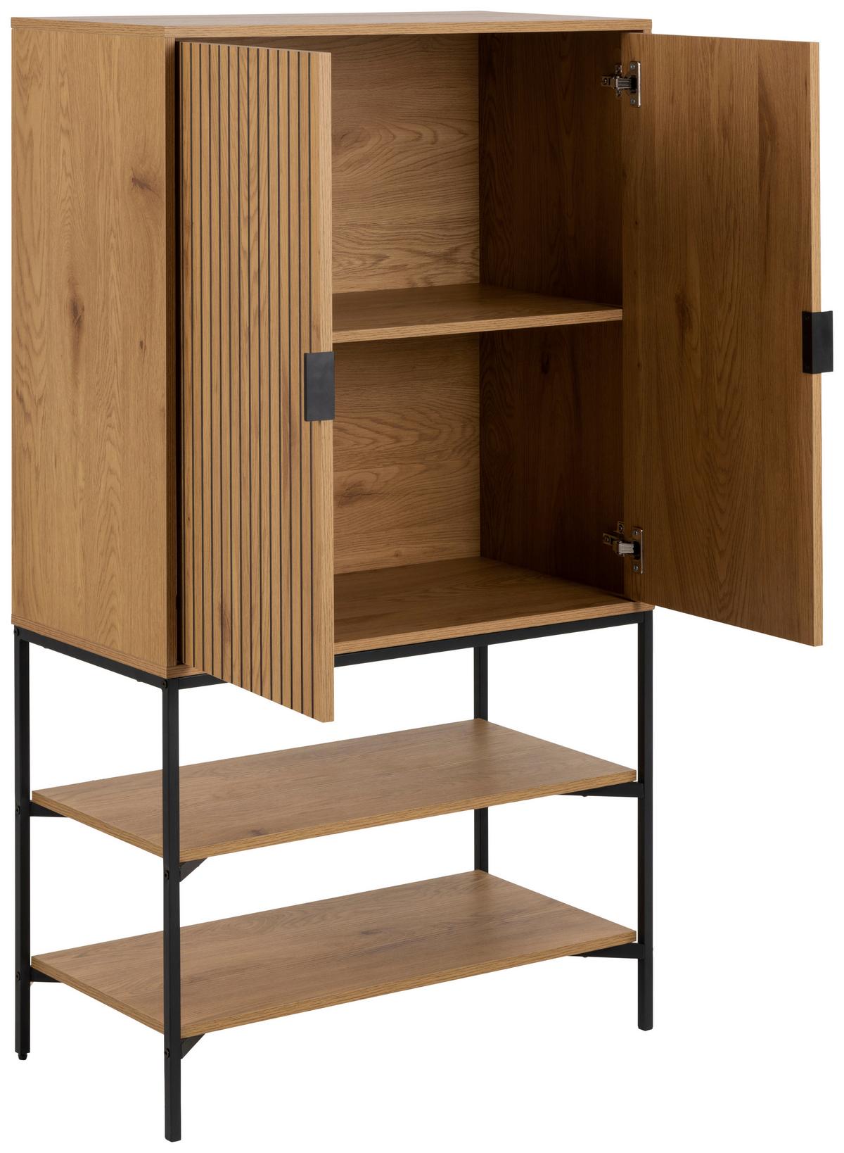 Vysoká komoda Jaipur - čierna/farba duba, Design, kov/kompozitné drevo (80/140/40cm) - Livetastic