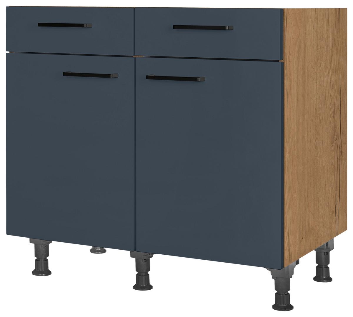 Schubkastenunterschrank Easytouch - Blau/Eichefarben, MODERN, Holzwerkstoff (90/87/56cm) - Nobilia