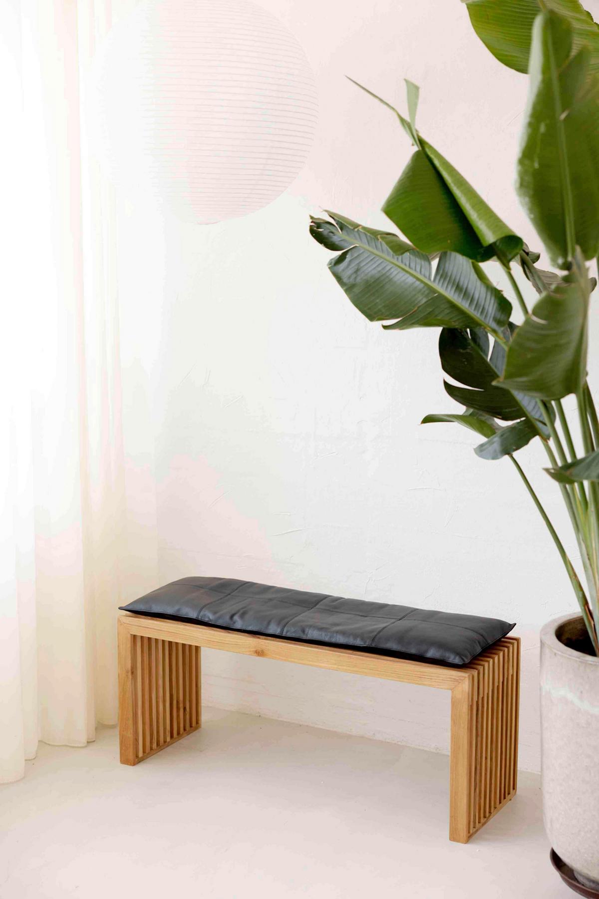 Bankauflage Lederkissen Schwarz B: 104 cm - Design (104/3/35cm) - MID.YOU