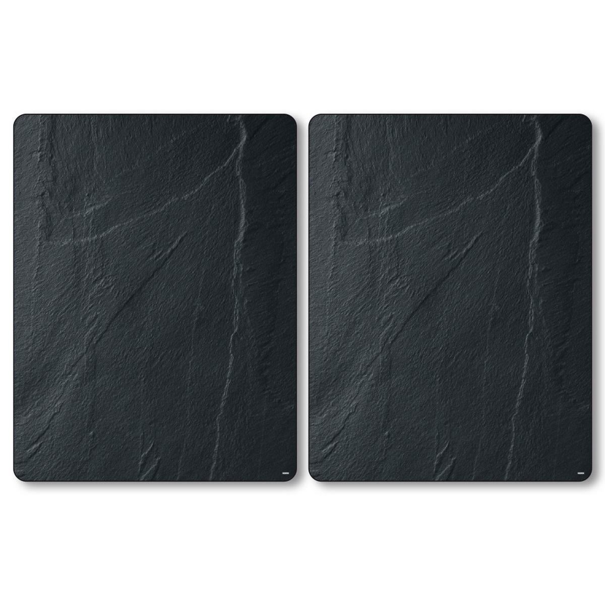 Herdabdeckplatte Schieferoptik Xl Esg-Glas 50x38,5 Cm 2er-Set - Schieferfarben, Basics, Glas (50/38,5/0,8cm) - Kesper