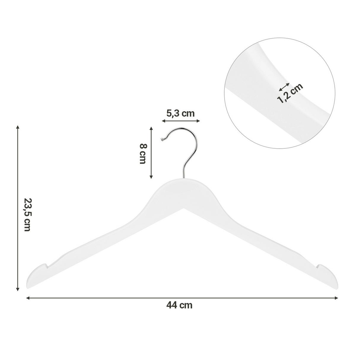 Kleiderbügelset Weiß B: 44 cm - Weiß, Basics, Holz/Metall (44cm)