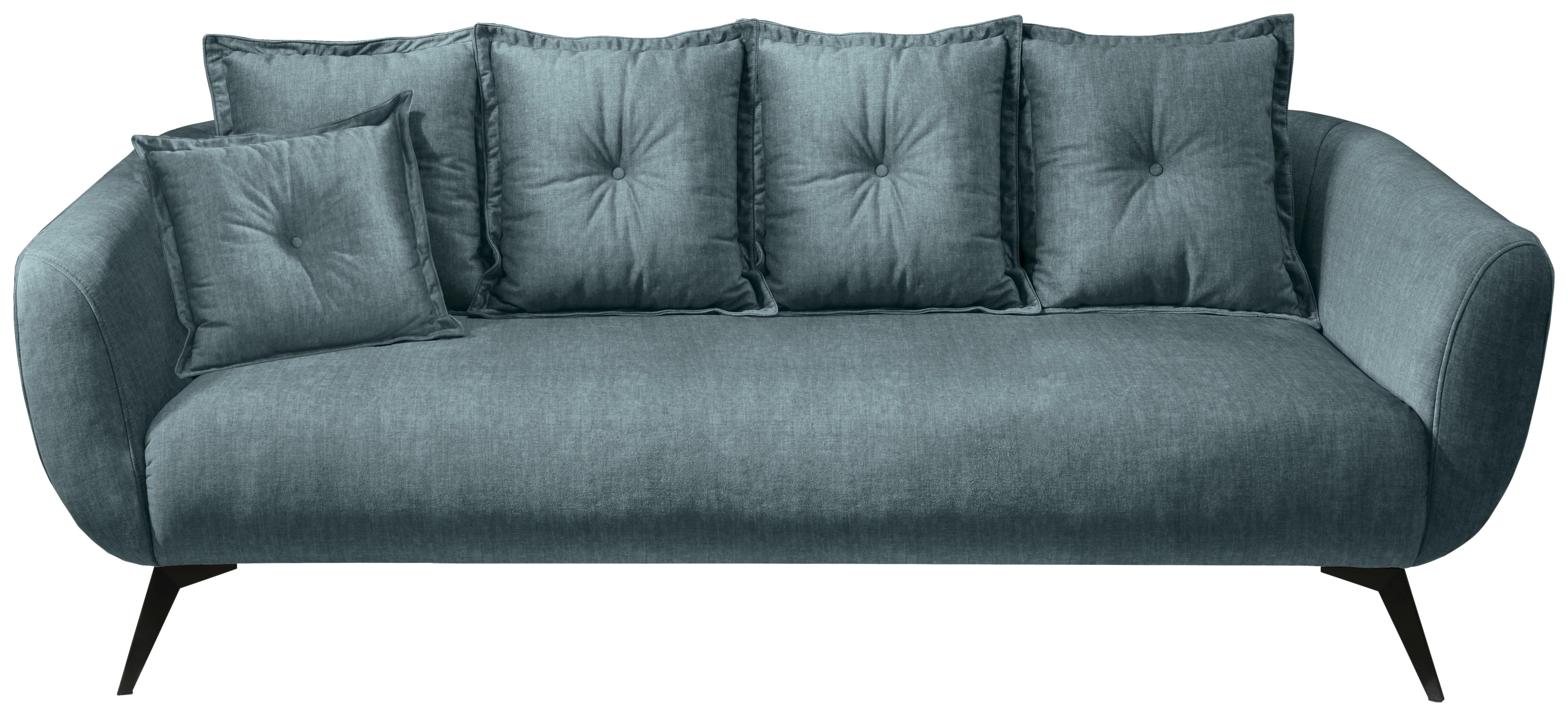 3-Sitzer-Sofa Baggio mit Kissen Blau - Blau/Schwarz, MODERN, Holz/Textil (236/94/103cm) - Livetastic