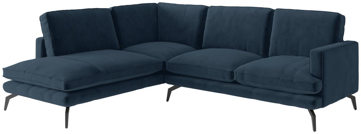 Ecksofa Bali - Schwarz/Dunkelblau, Design, Textil (202/250cm) - Livetastic