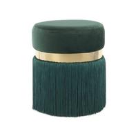 Hocker Bruih Textil Grün Gold Sitz Gepolstert H: 45 cm - Goldfarben/Grün, Design, Kunststoff/Textil (38/45/38cm) - Kayoom