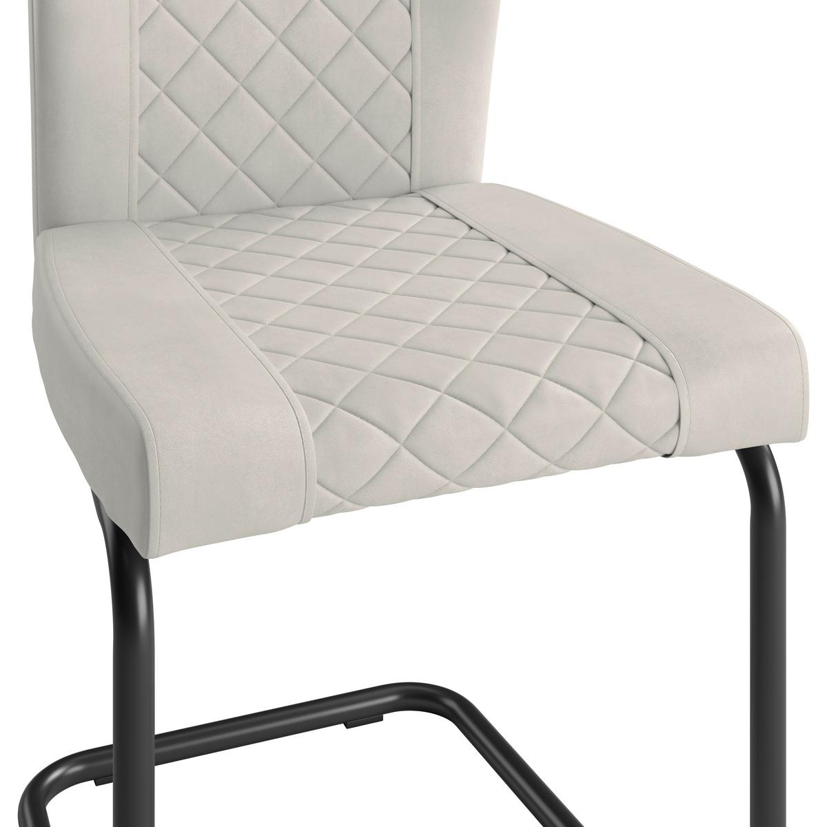 Stuhl Nina Velours Beige, B: 49 Cm - Beige/Schwarz, MODERN, Textil/Metall (49/90/60cm)