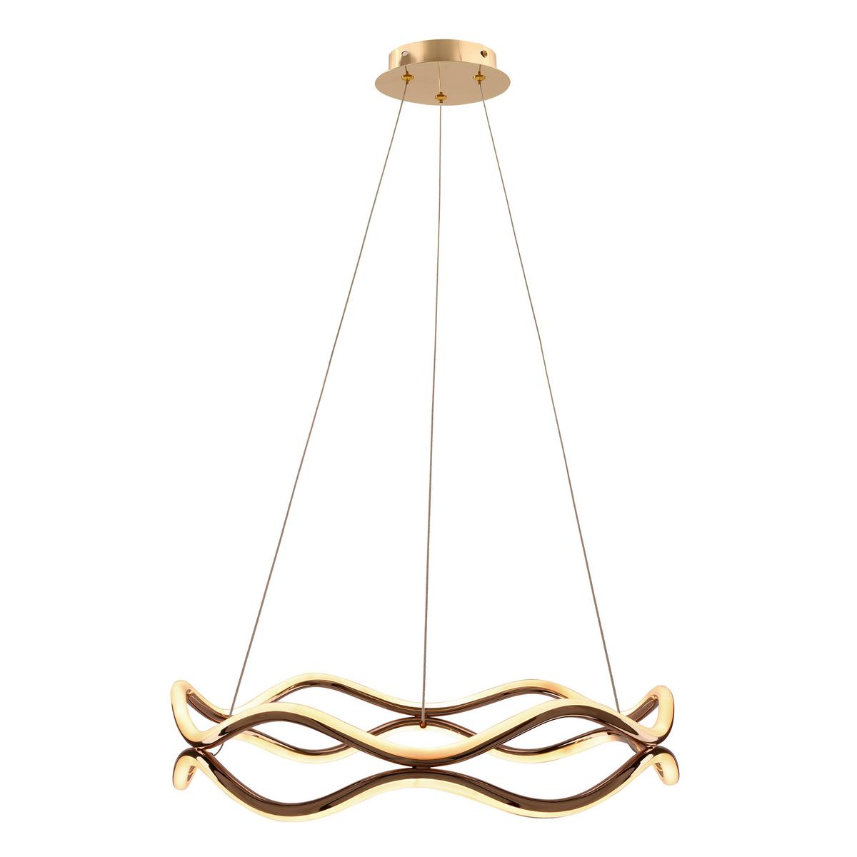 Led-pendelleuchte 34-35653 Vave - Weiß/Bronzefarben, Design, Kunststoff/Metall (50/50/100cm)