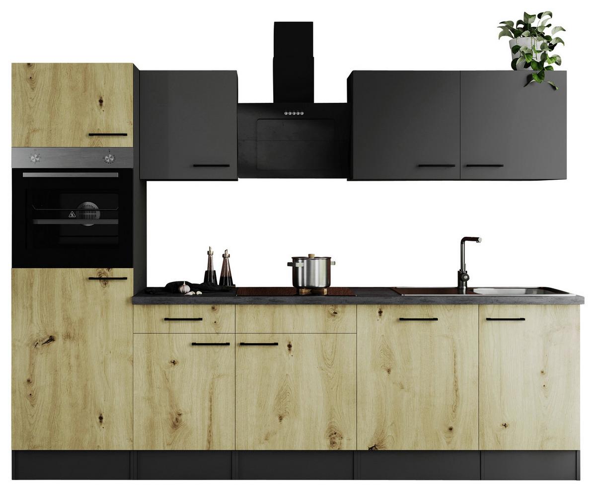 Küchenblock Oliver Artisan Dekor, Grau B: 280 Cm - Eiche Artisan/Grau, Design, Holzwerkstoff (280cm) - Respekta