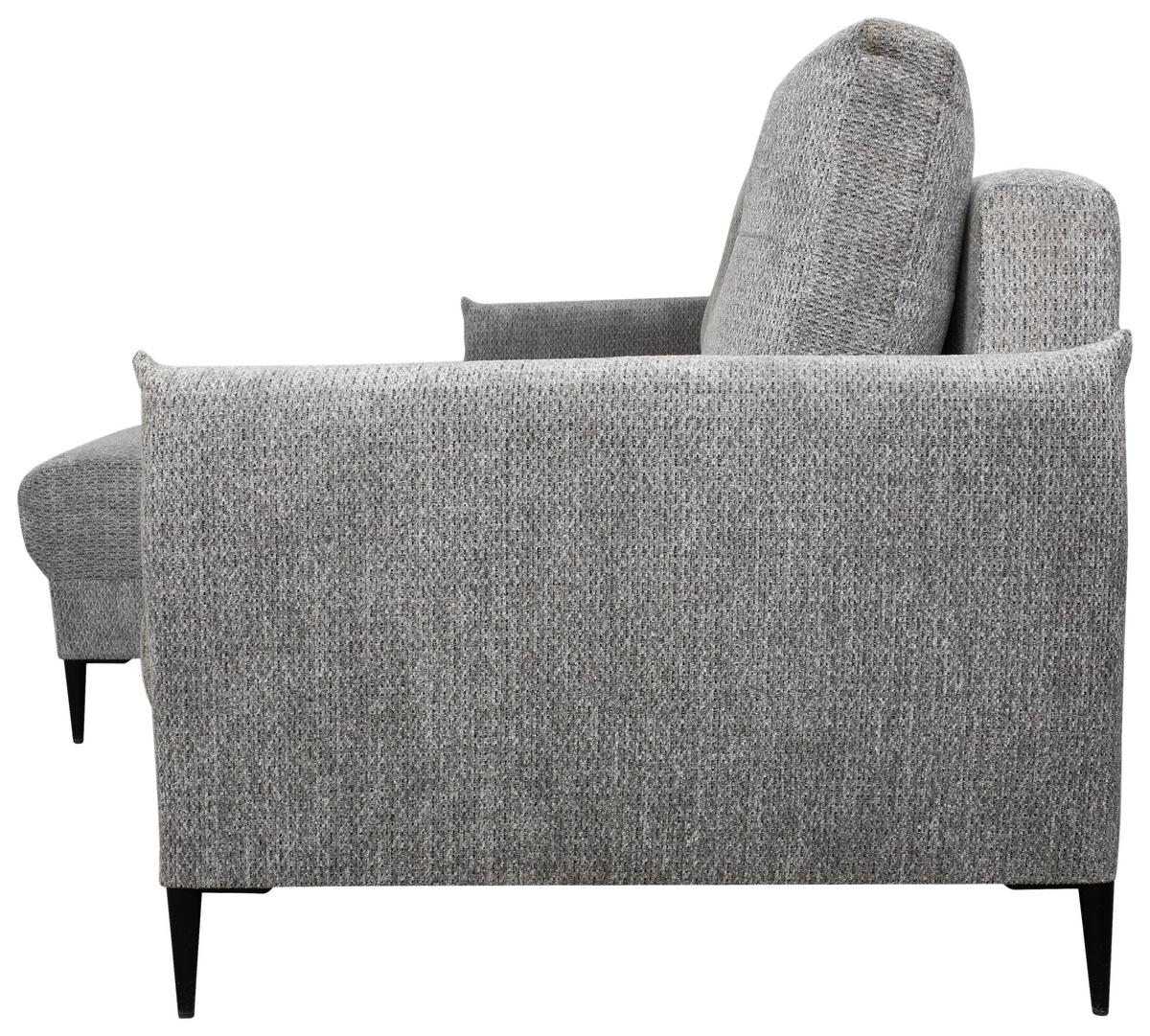 Ecksofa Polis Webstoff Grau, 221x142cm - Schwarz/Grau, Trend, Textil (221/142cm) - Ondega