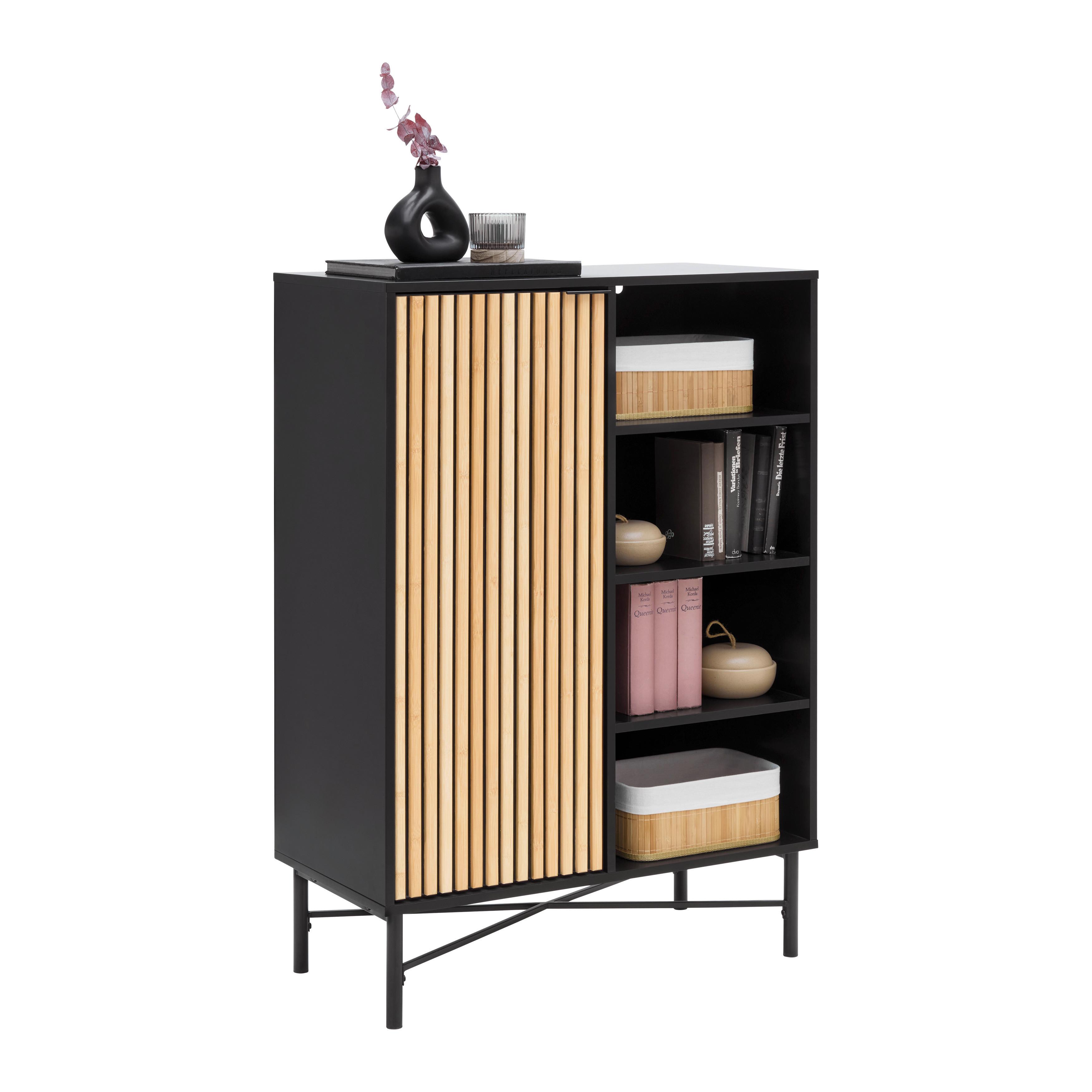 KOMODA MADRID -EXKLUSIV- - čierna/prírodná farba, Modern, kov/drevo (80/114/40cm) - Mömax