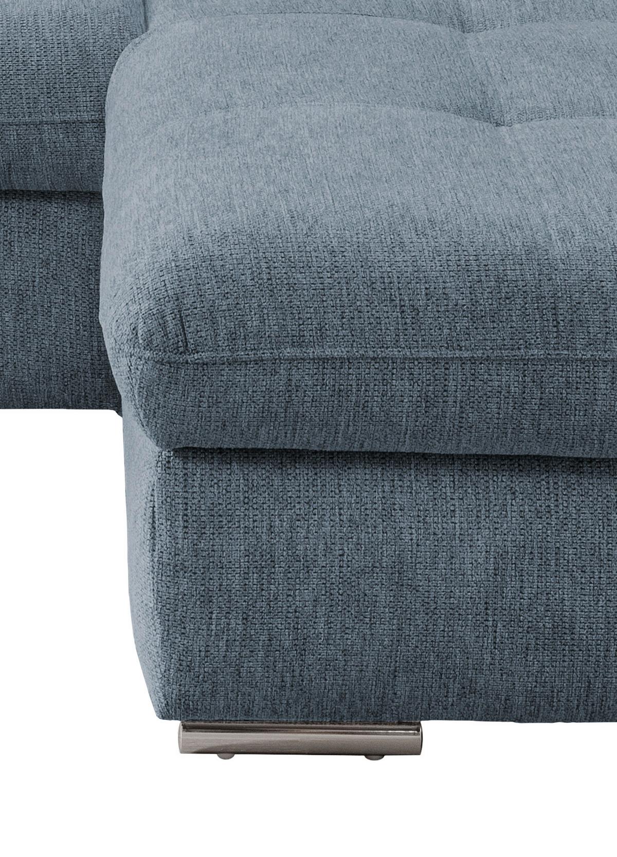 Ecksofa mit Schlaffunktion Dalida Hellblau Chenille - Chromfarben/Hellblau, Design, Textil (300/196cm) - Livetastic