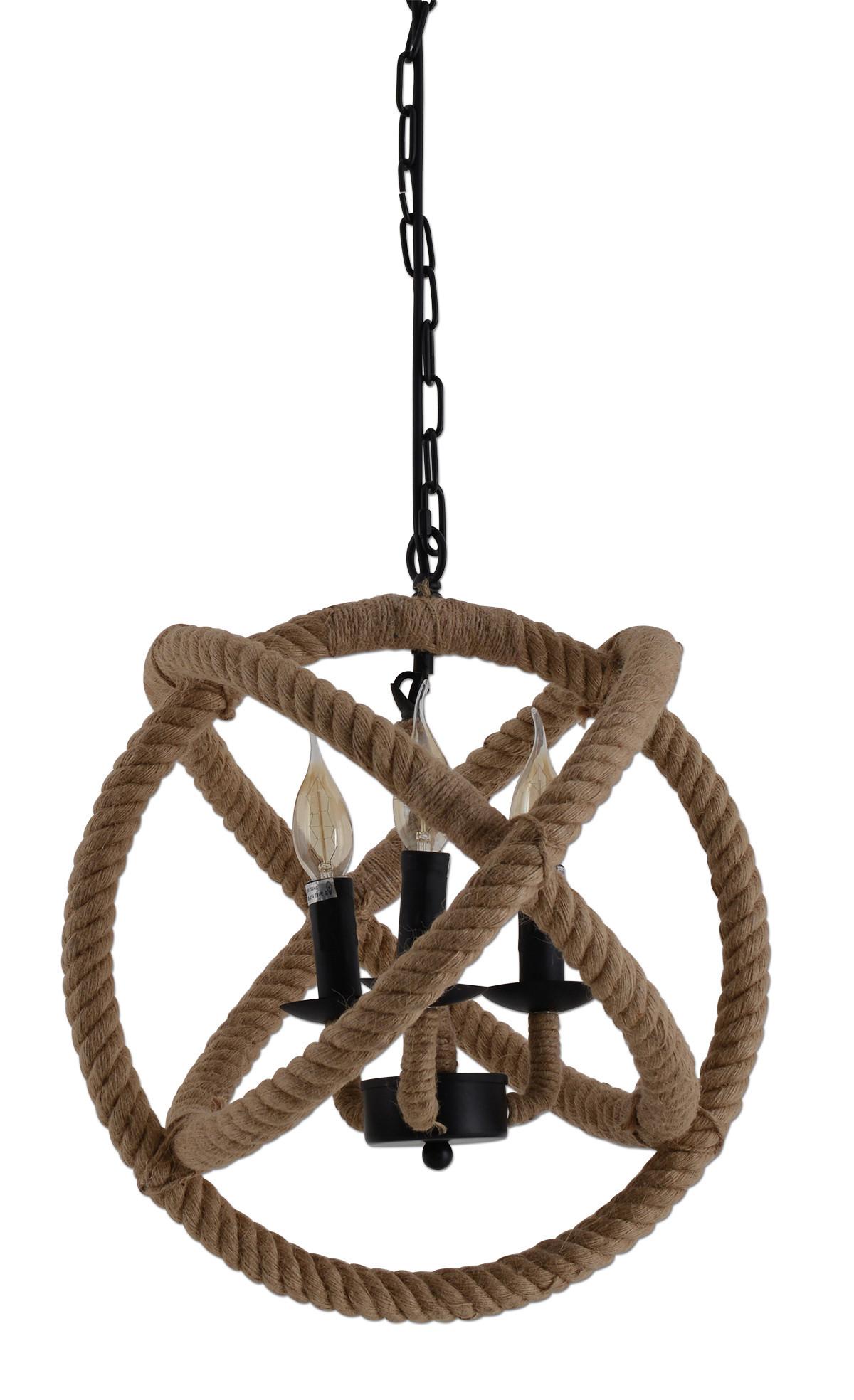 Hängeleuchte H: 150 cm 3-Flammig, mit Seil - Beige/Braun, LIFESTYLE, Naturmaterialien/Metall (43/150cm) - Näve