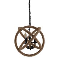 Hängeleuchte H: 150 cm 3-Flammig, mit Seil - Beige/Braun, LIFESTYLE, Naturmaterialien/Metall (43/150cm) - Näve