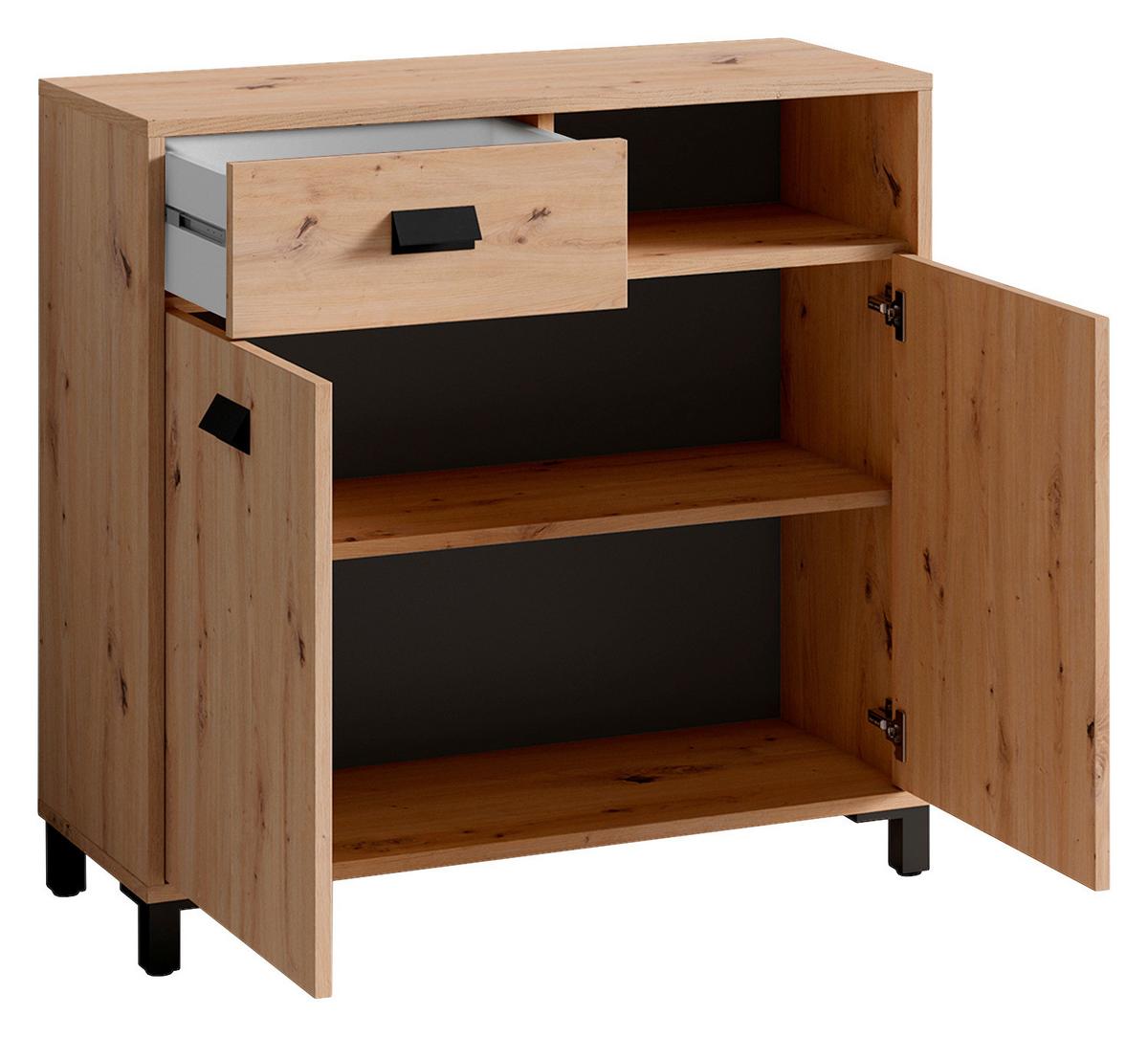 Badezimmer Wellness Eiche Artisan/Schwarz B: 194,5 cm - Schwarz/Eiche Artisan, MODERN, Holzwerkstoff/Kunststoff (194,5cm) - MID.YOU